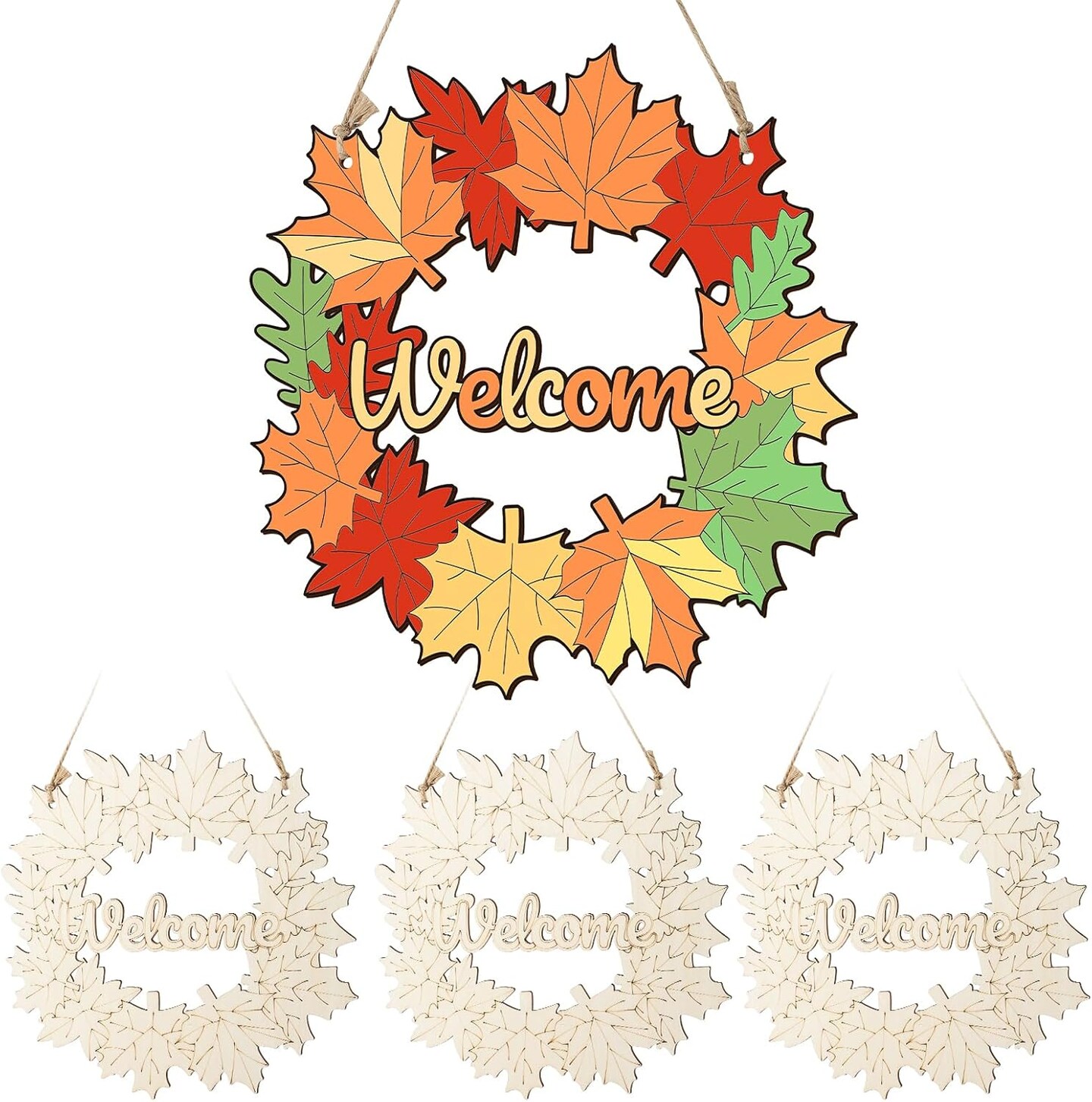 Unfinished Fall Wreaths Wood Crafts to Paint Set of 3