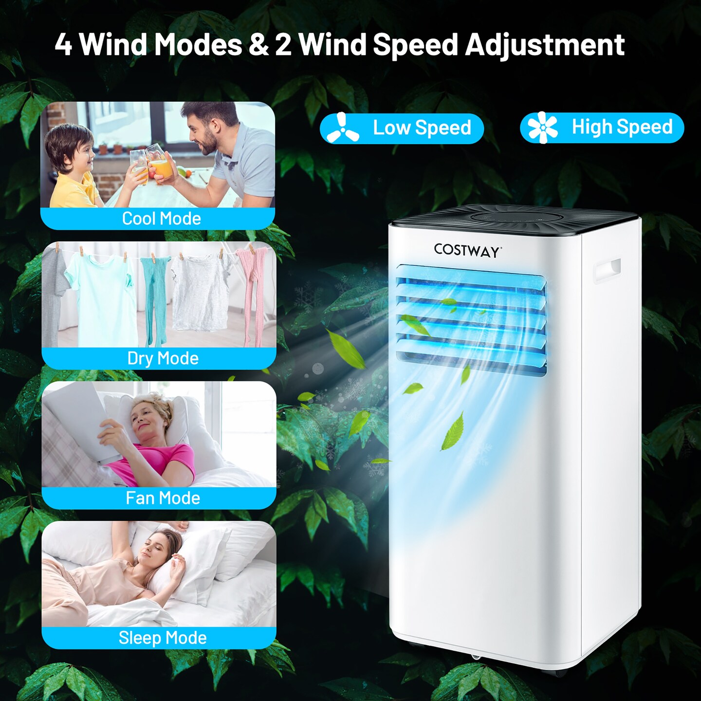 Costway Portable Air Conditioner 6000 BTU (10000 BTU ASHRAE) Evaporative Air Cooler Dehumidifier