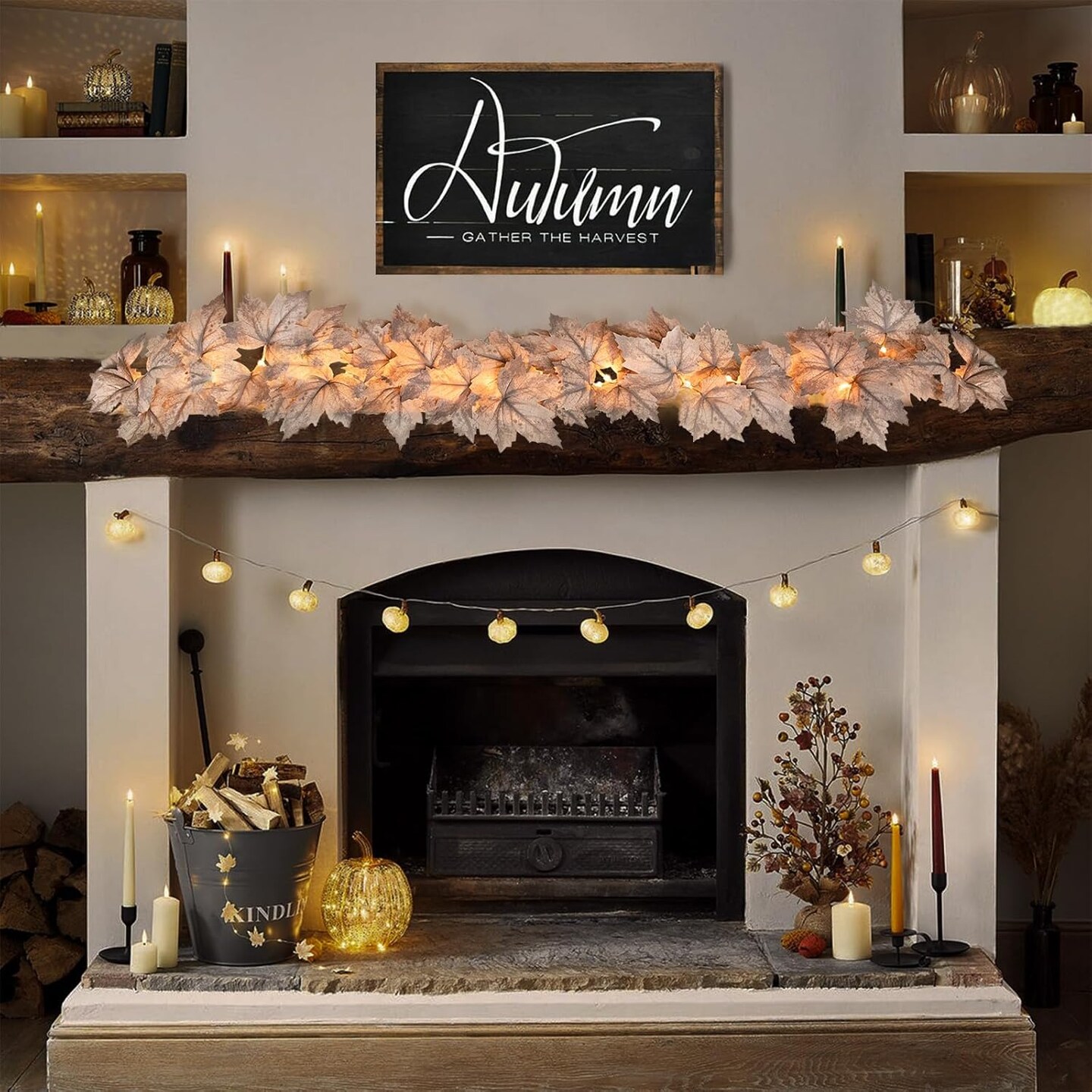 2 Pack Lighted Fall Garlands - 8.2Ft