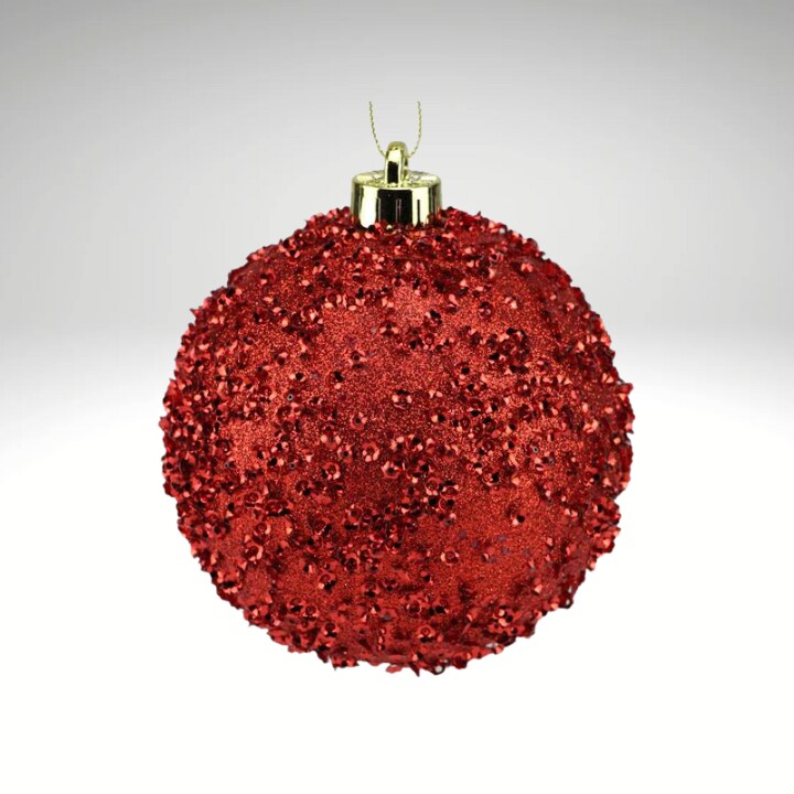 Red Glitter Christmas Ornament | 120MM Sequin Shatterproof Ball-XY881624