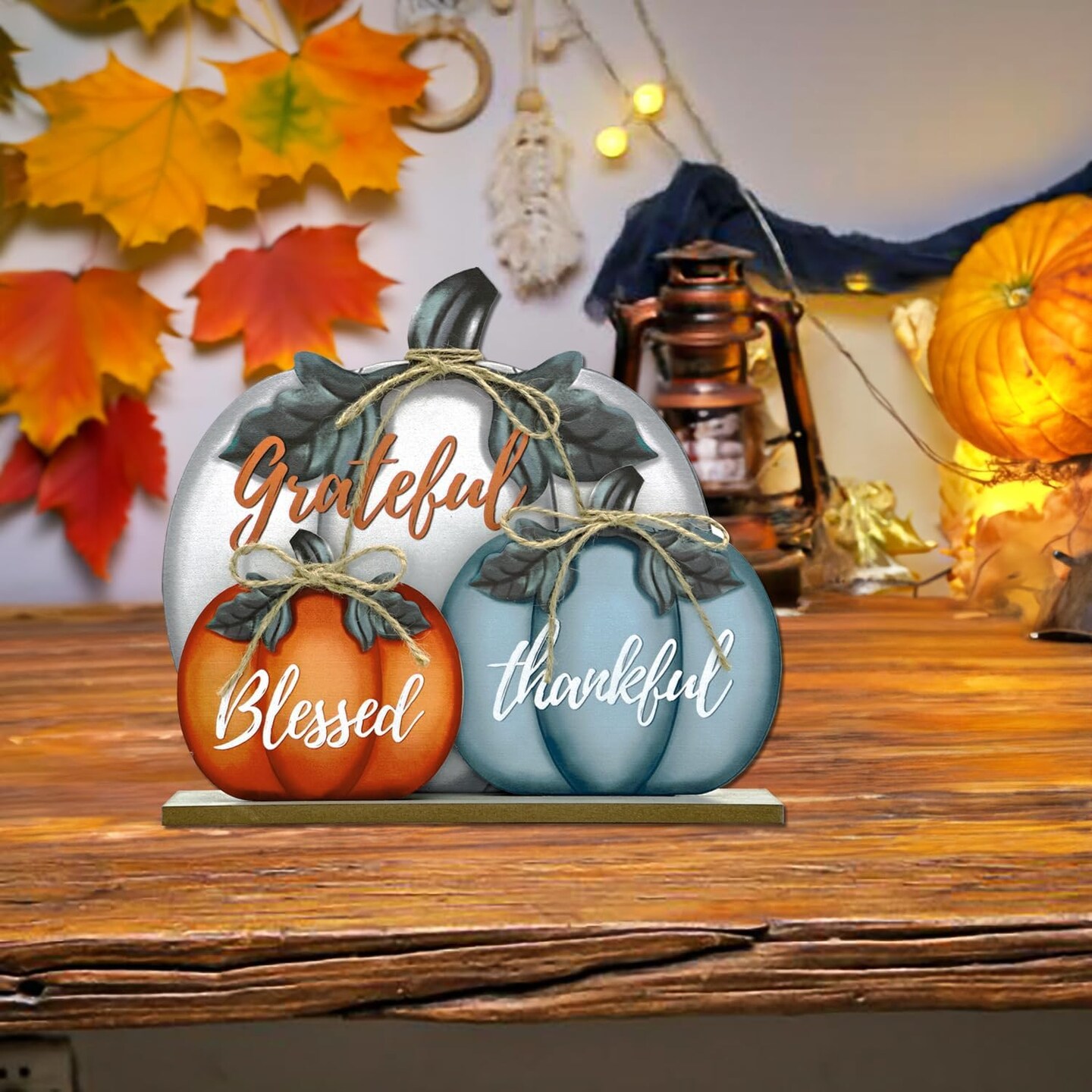 Fall Wooden Signs Autumn Pumpkin Tabletop Decoration Signs 11 Inch
