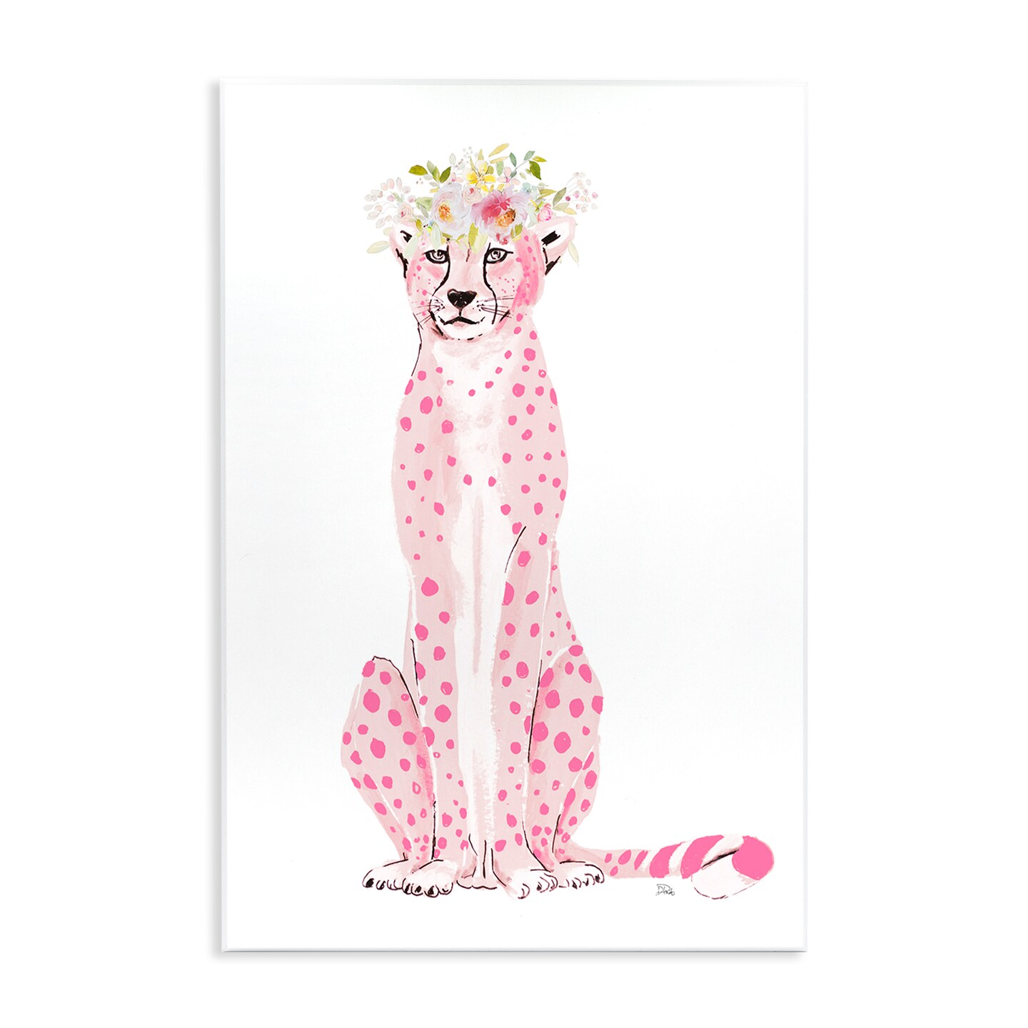 Stupell Industries Pink Leopard Floral Garland Wall Plaque Design By Patricia Pinto