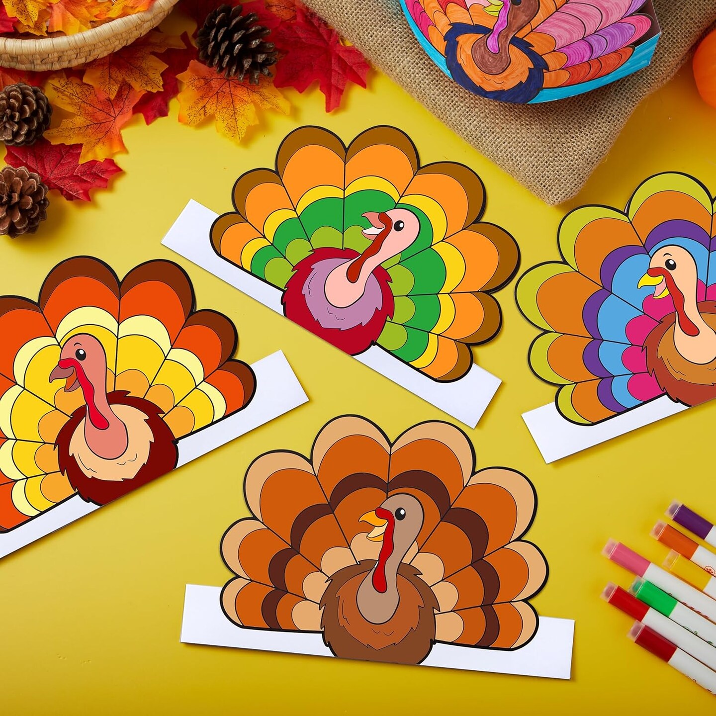 24 Pcs Thanksgiving Coloring Headbands