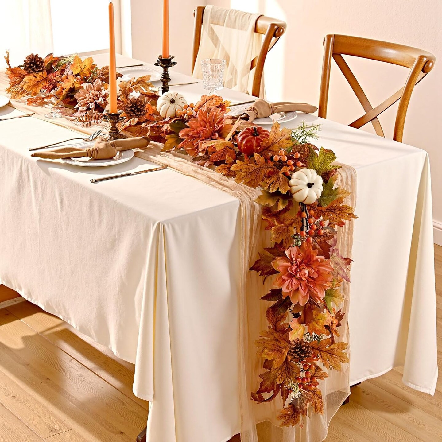 6 FT Fall Garland with Lights