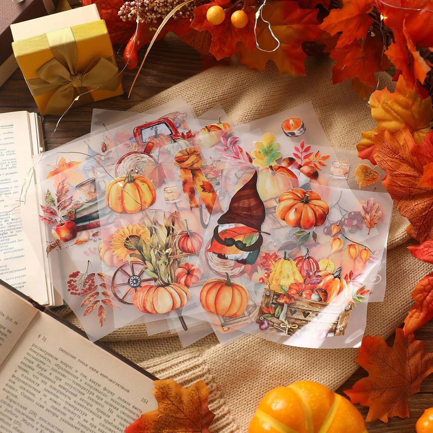 20 Sheets Fall Thanksgiving Rub on Transfers for Crafts