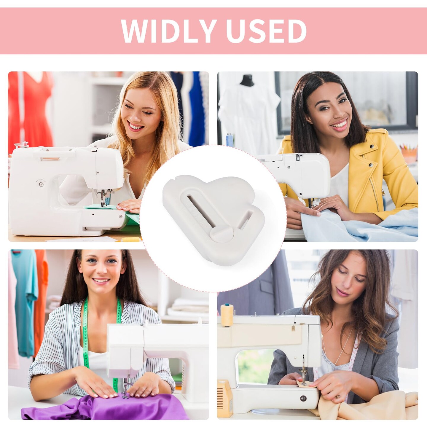 Magnetic Seam Guide for Sewing Machine with Seam Ripper Thread Remover Tool Multifucntional Magnetic Sewing Guide Hemmer with Scale Universal Sewing Supplies and Accessories(White)