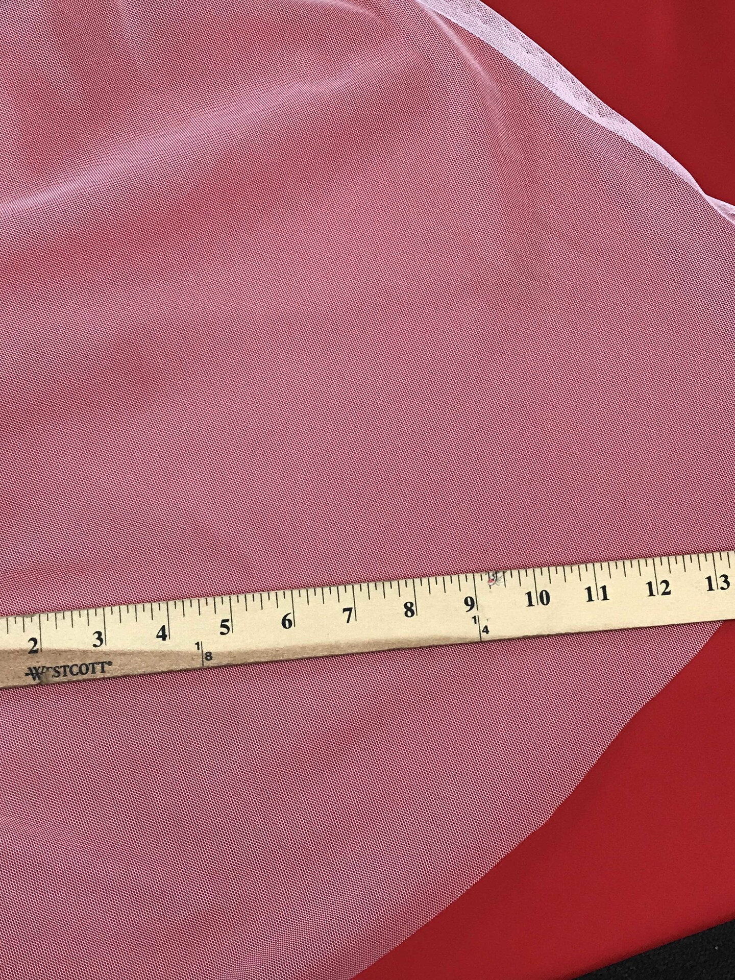 1 Yard White Stretch English Net Fabric Lightweight Sheer Mesh 100% Polyester 59/60" Wide