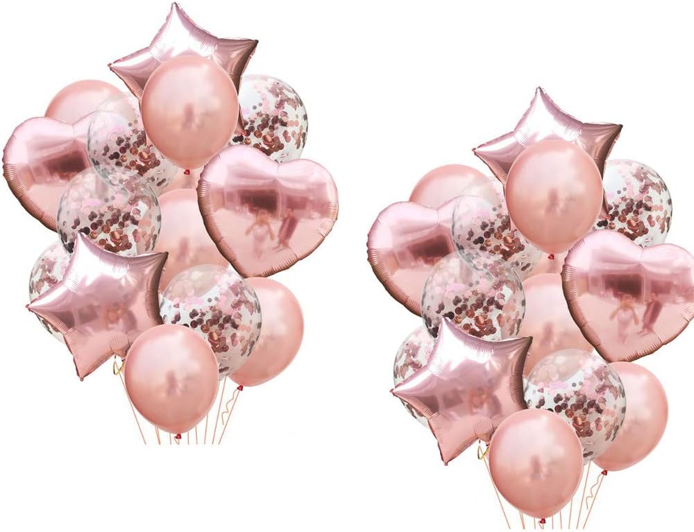 28Pcs Rose Gold Balloon Happy Birthday Party Decorations