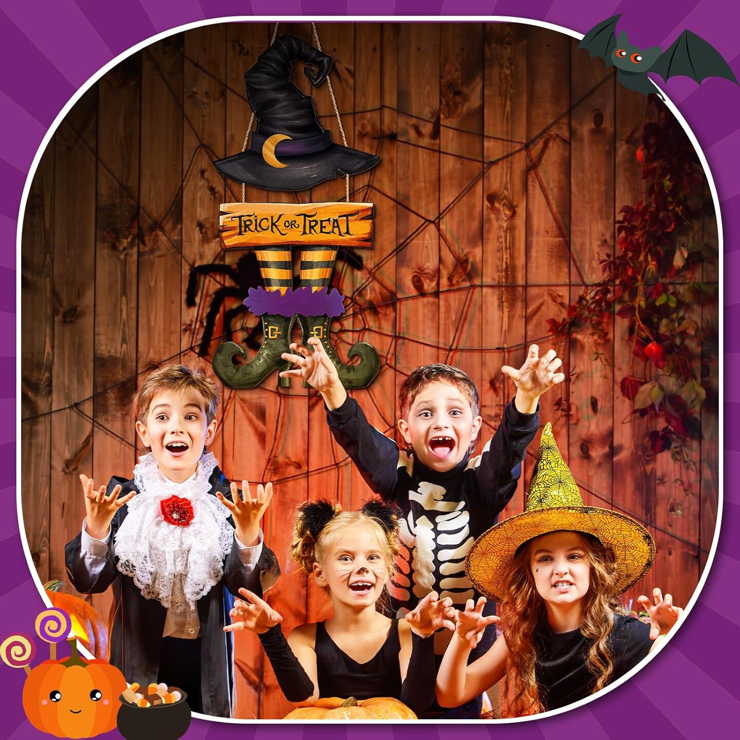 Halloween Door Sign Witch Wreath Decorations
