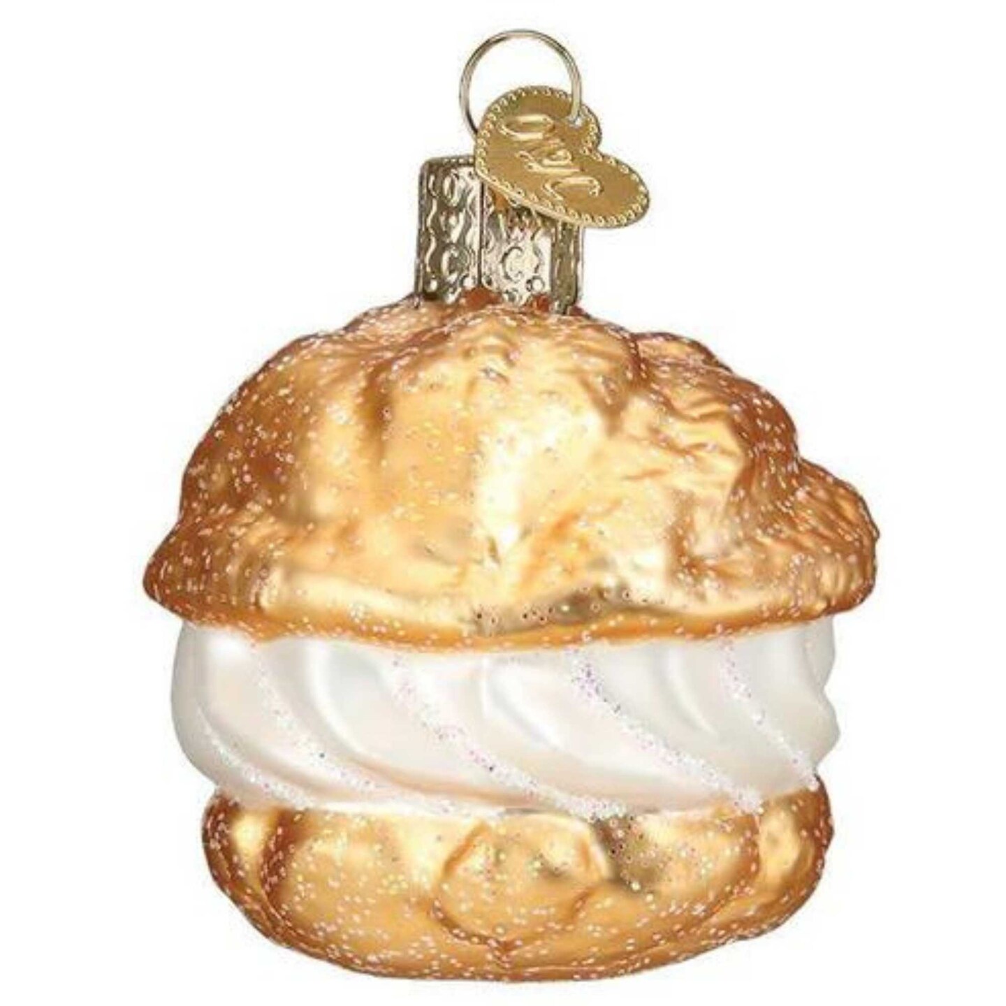Old World Christmas 2.5 Inch Cream Puff Christmas Tree Ornament , Dessert French Pastry