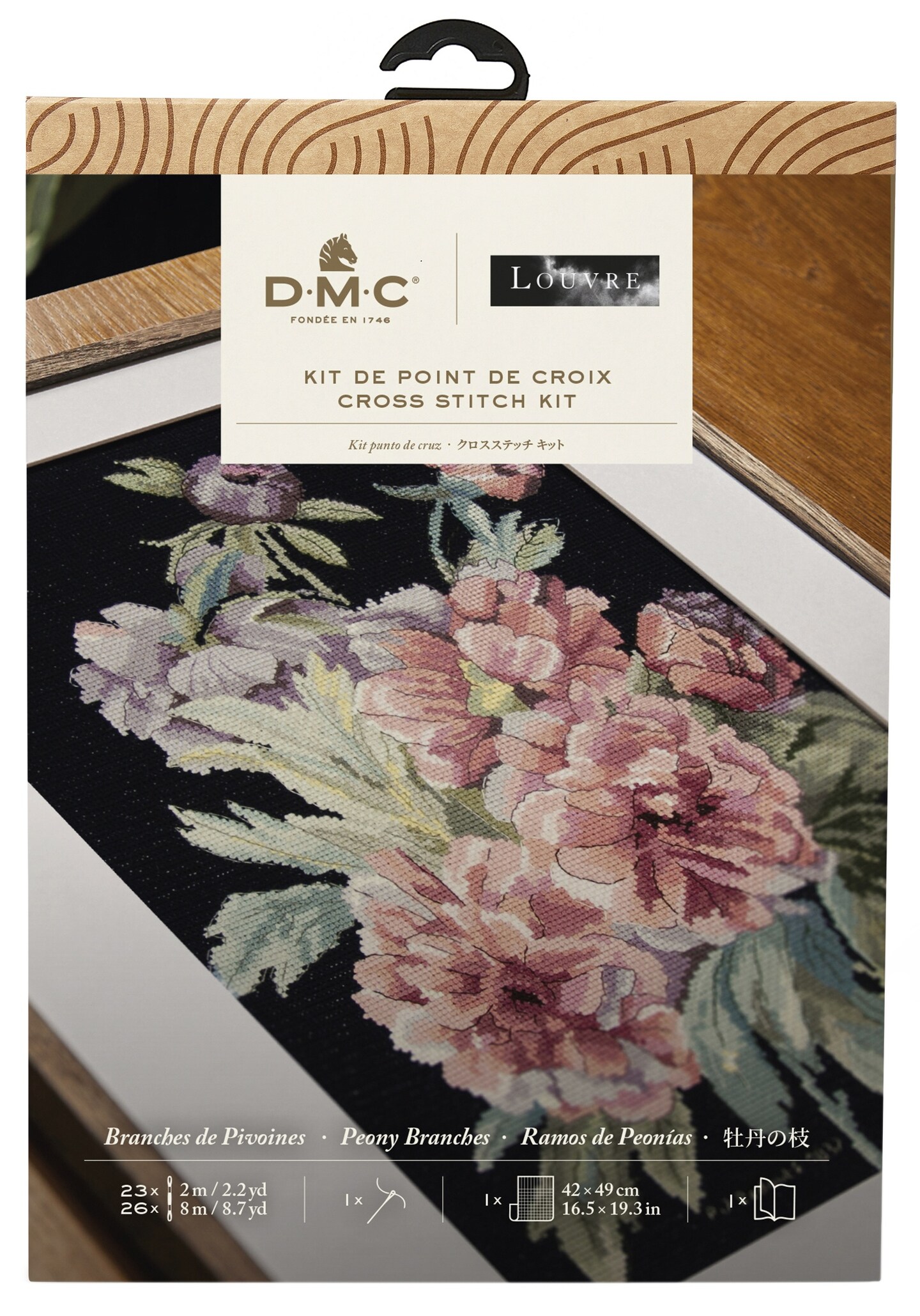 DMC Mindful Making Advanced Cross Stitch Kit-Peony Branches PJ Redoute