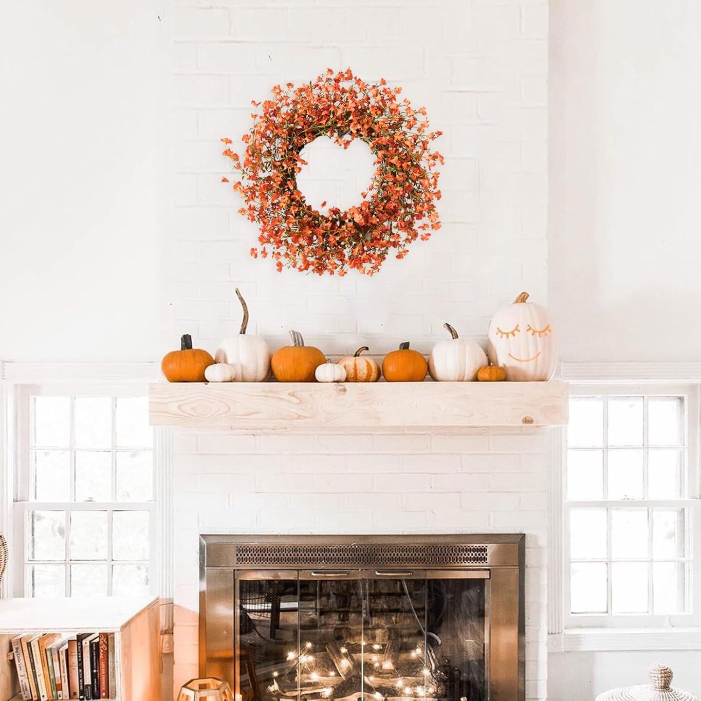 Fall Orange Forsythia Wreath - 22 Inch
