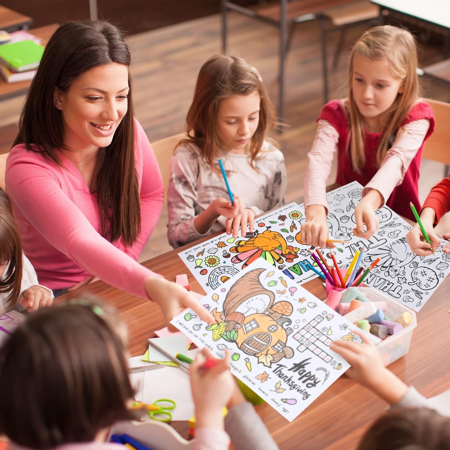 Fall Thanksgiving Coloring Placemats for Kids - 12 SHEETS