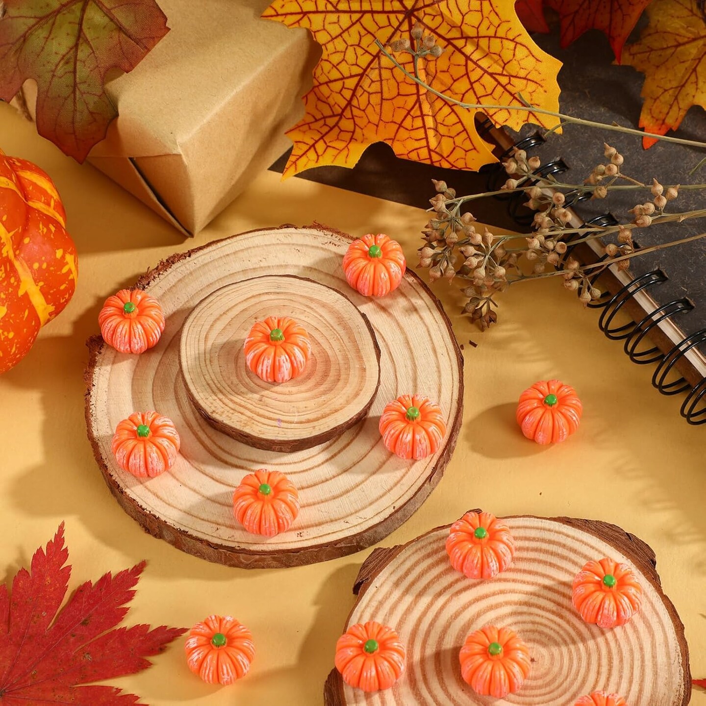 50-Piece Mini Artificial Pumpkins – Fake Pumpkins for Thanksgiving, Fall, Halloween, DIY Crafts, Vase Fillers, and Home Table Decorations