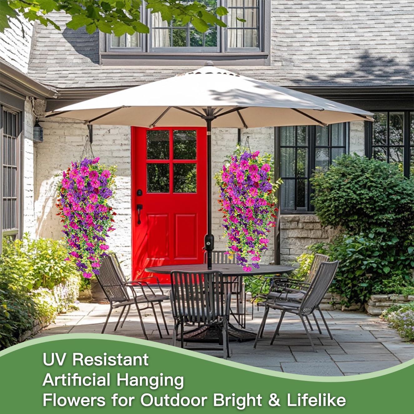 Fake Morning Glory Hanging Flower Decoration, 2Pcs