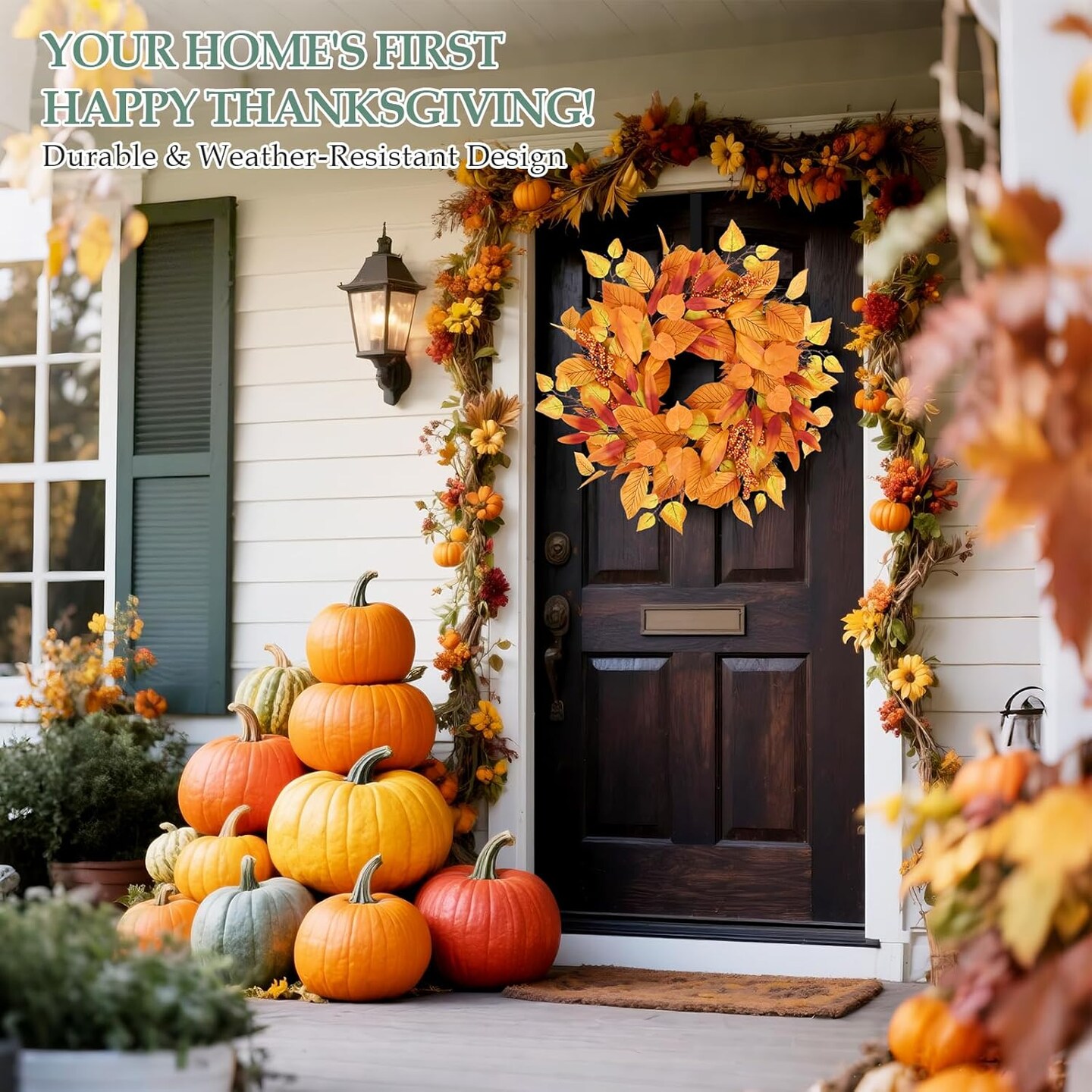 19 Inch Fall Wreaths for Front Door Outside
