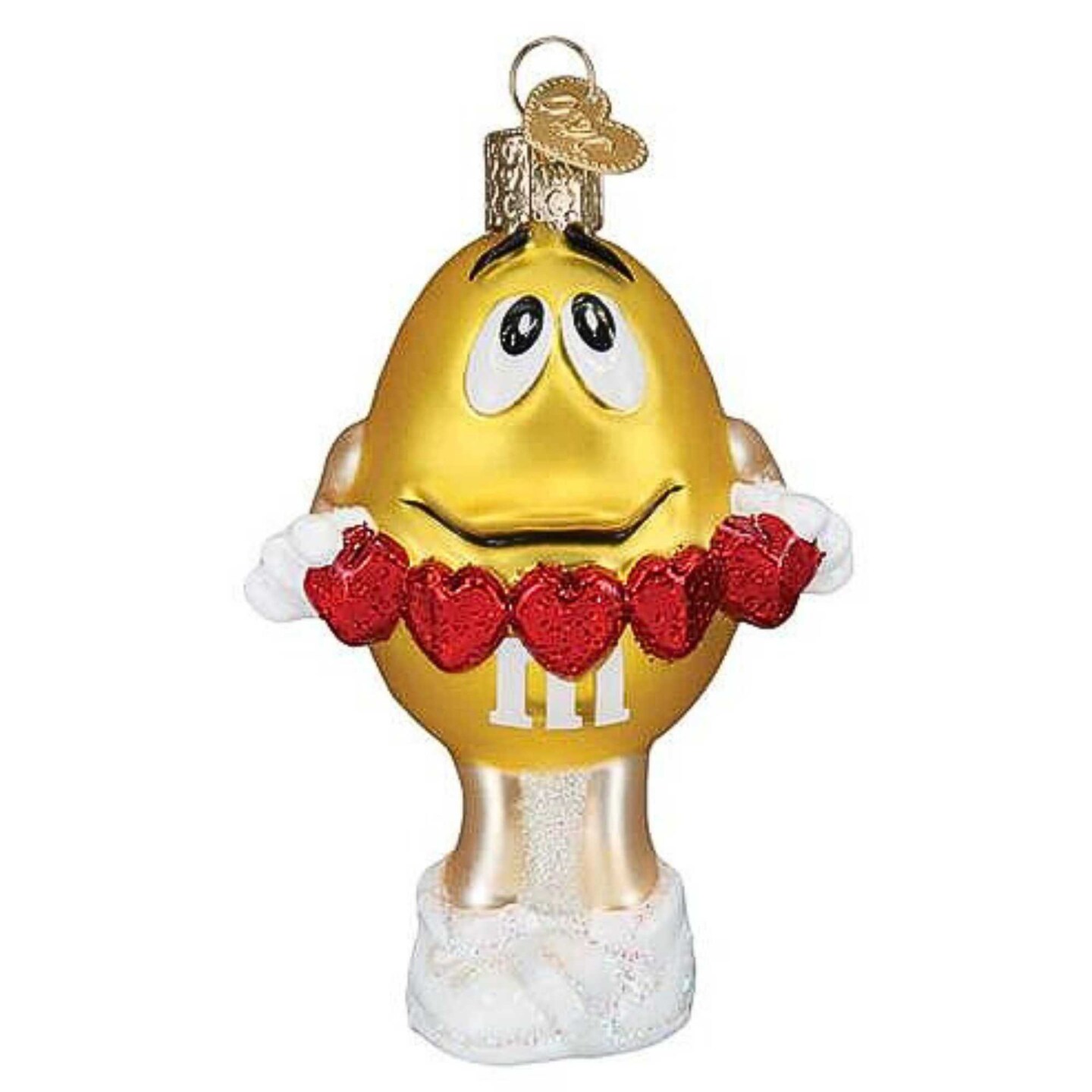Old World Christmas 3.75 In M&M's Yellow Love You Valentine Tree Ornament , Hearts Chocolate