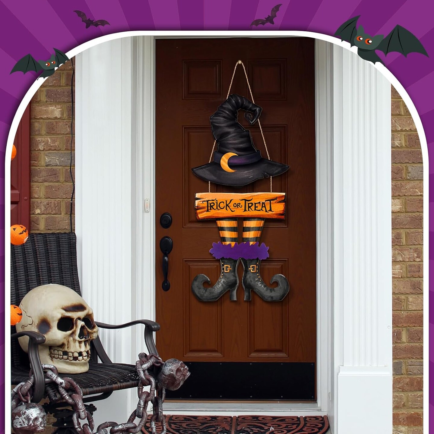 Halloween Door Sign Witch Wreath Decorations