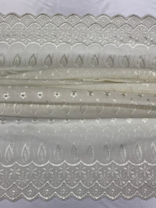 1 Yard Ivory Medium Eyelet Fabric with Double Border & Soft Touch 41/42" Wide