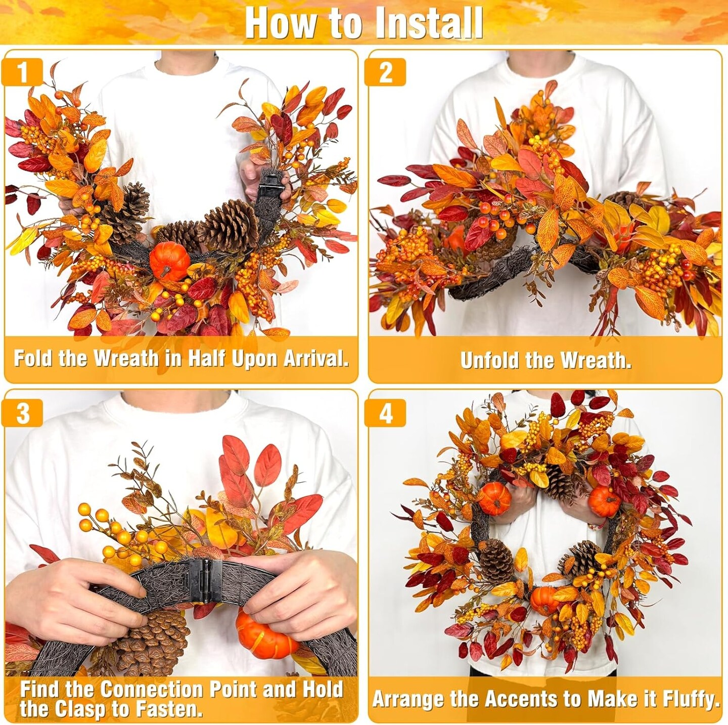 26 Inch Large Fall Wreaths for Front Door
