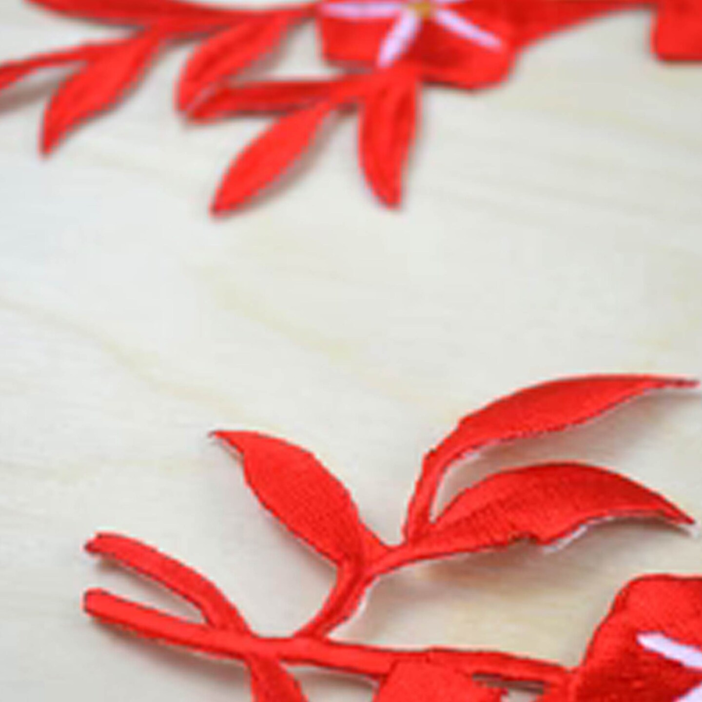 2 Pieces 10" x 3.5" Red Embroidered Flower Applique Patch Pink Gold Details for Dresses DIY