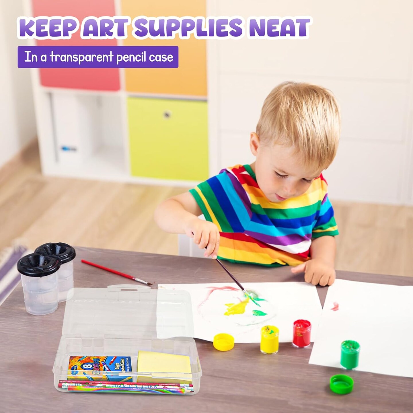 4E's Novelty 4 Pack Clear Pencil Boxes for Pencil Case for School Organize with Clear Plastic Pencil Case as School Supply Box, Pencil Cases for Kids in Durable Accessories Box for Daily Use