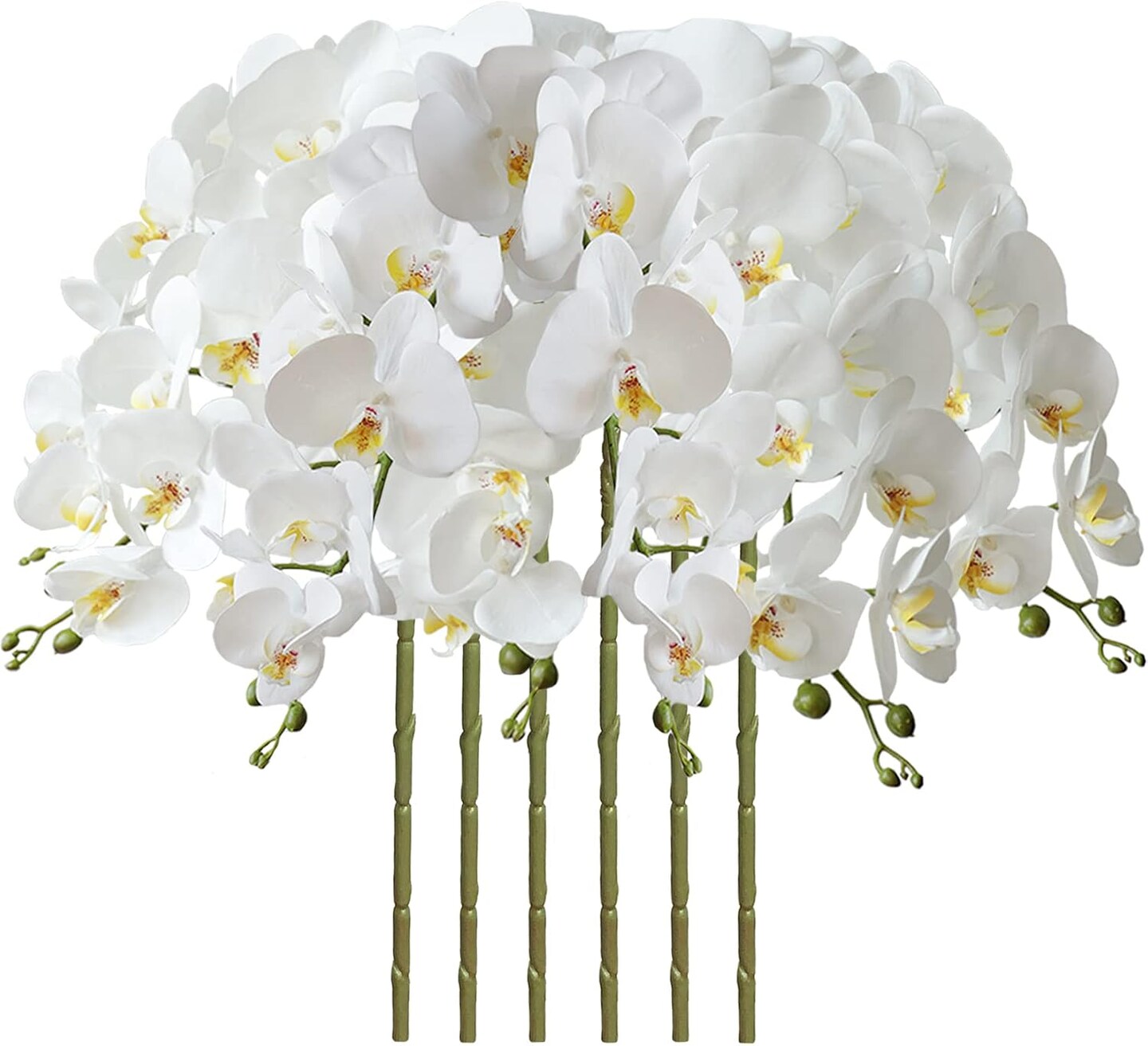 32" Faux Phalaenopsis Orchid Stems – Set of 6 Realistic Artificial Flowers for Vases, Weddings & Home Styling