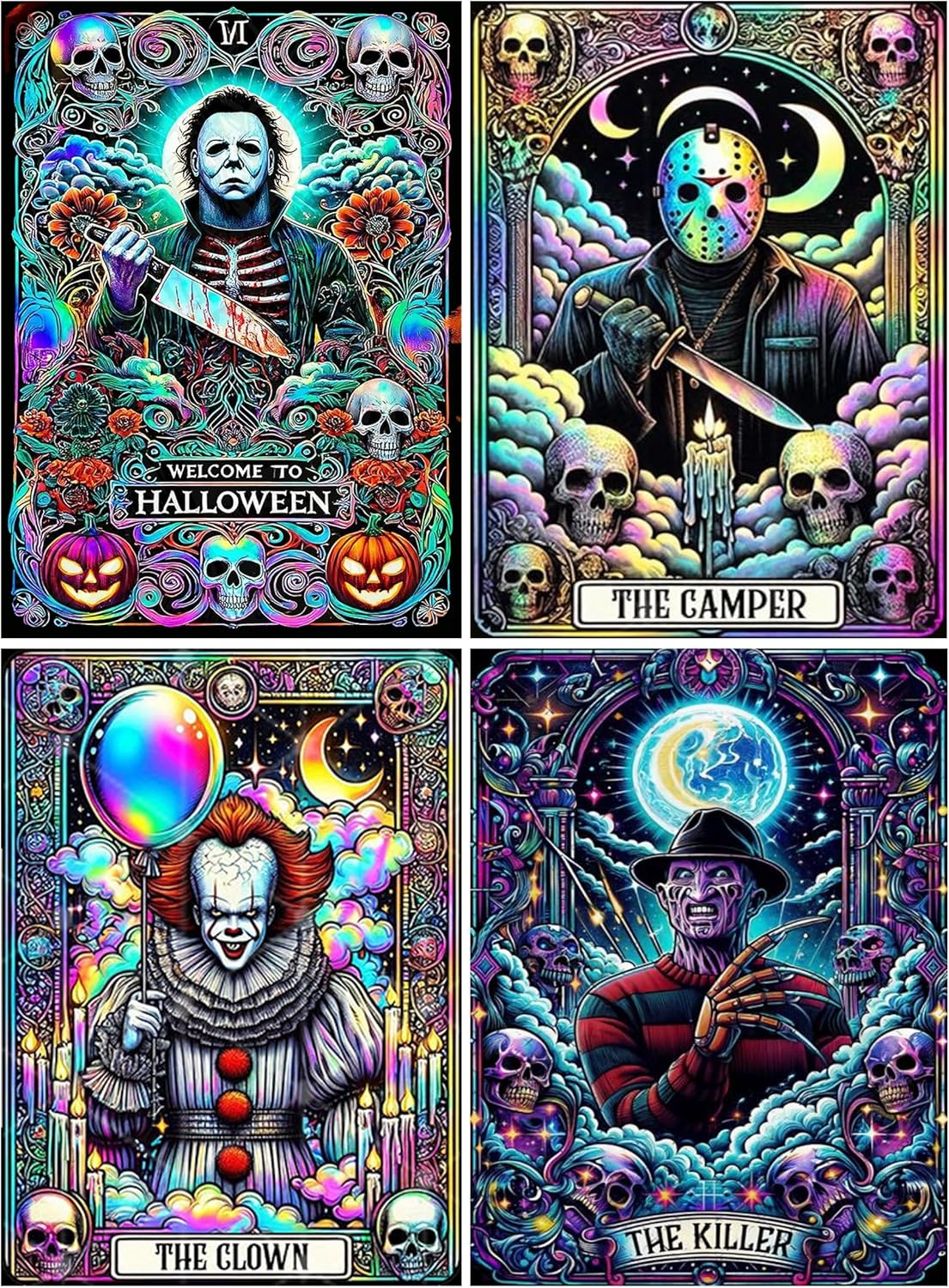 4 Pack Halloween Diamond Art Kits for Adults Beginners,12x16 inch