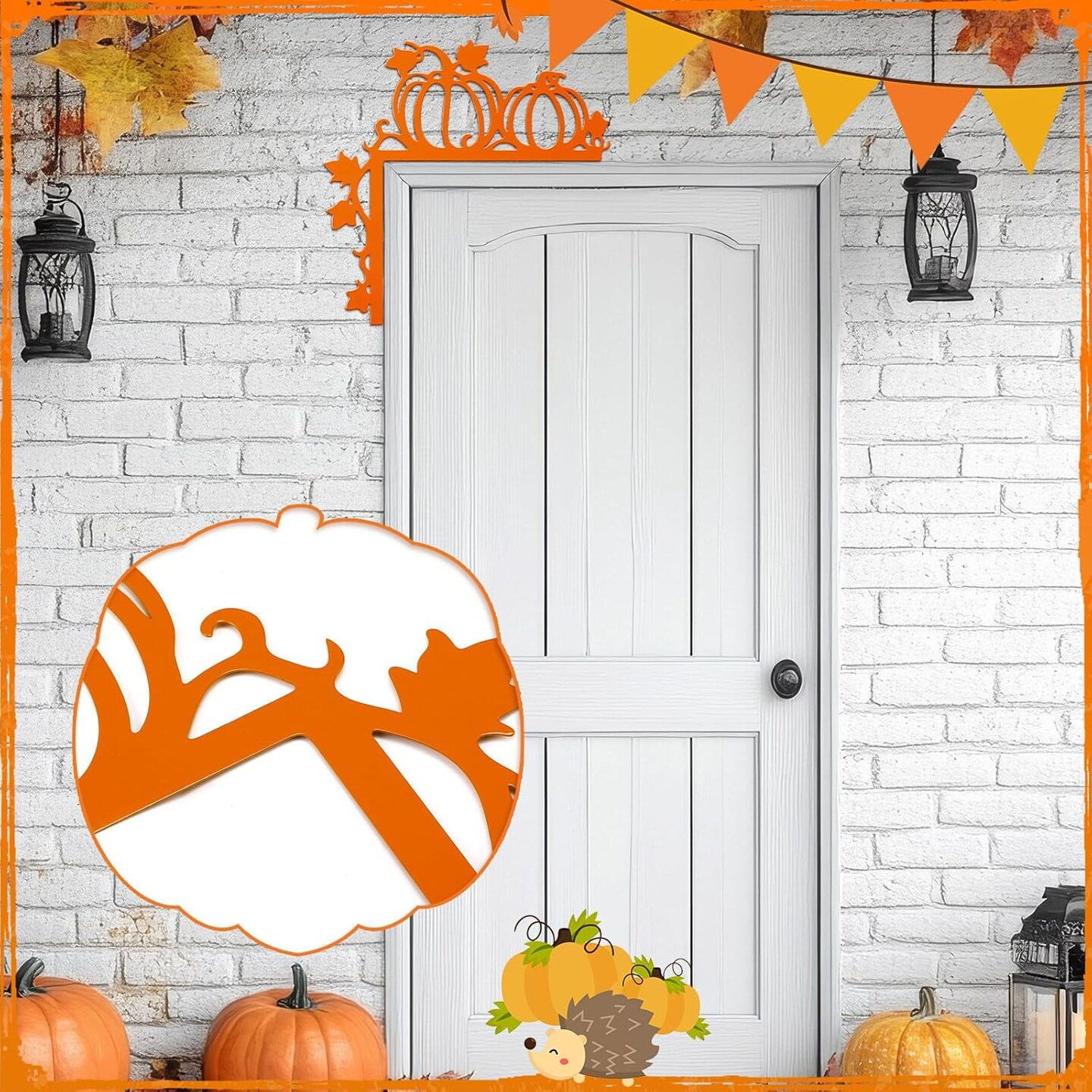Metal Fall Pumpkin Door Topper