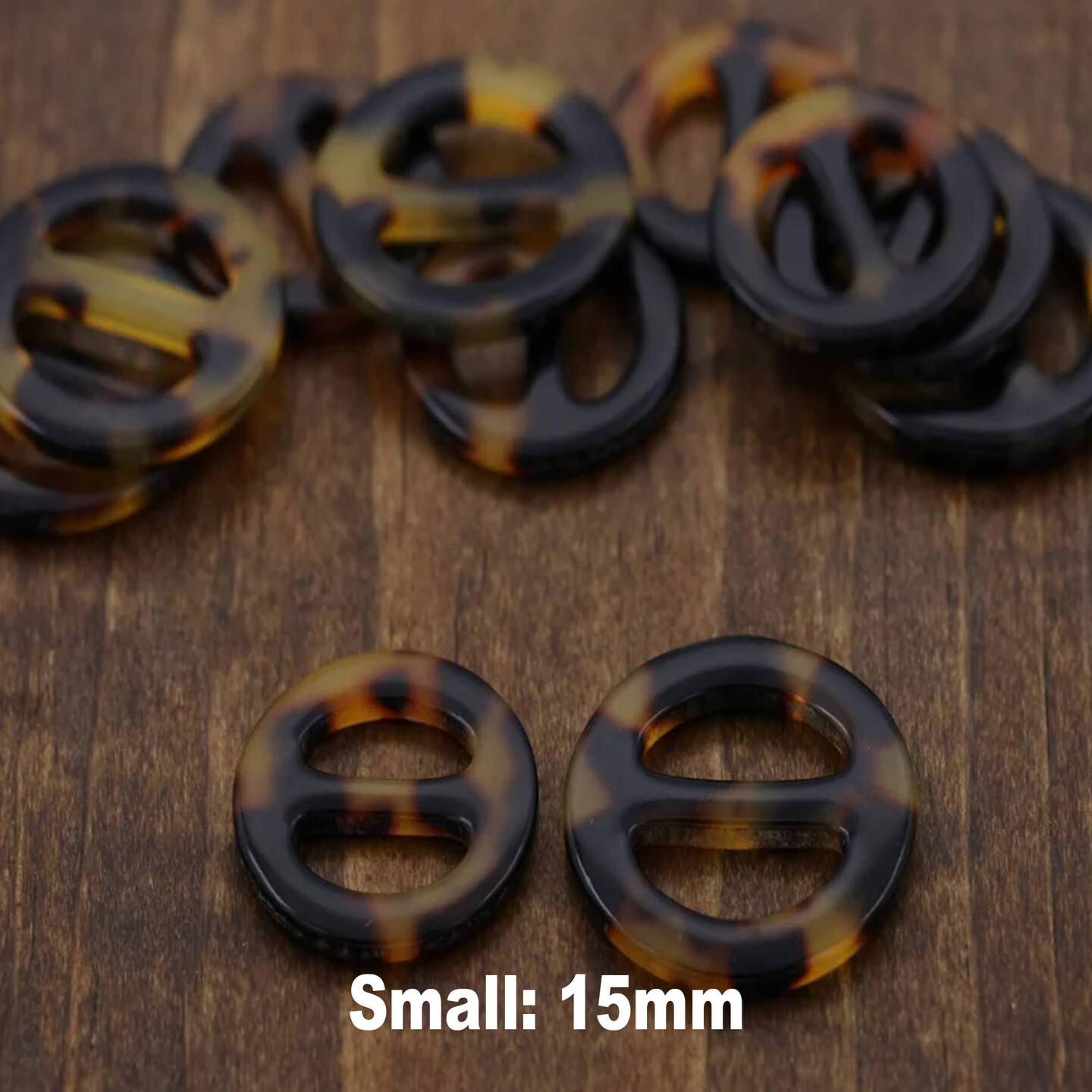 4 Pieces Brown Plastic Round Slider Buckle for Accessories Small 15mm Tortoise Hardware