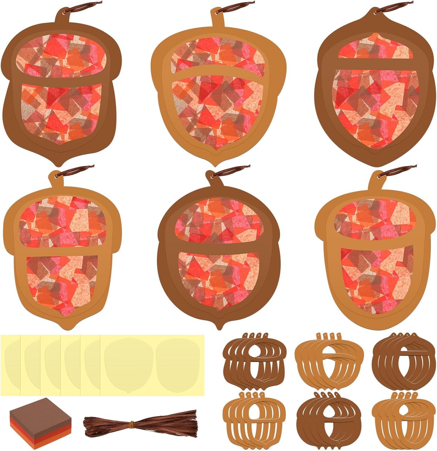 24 Sets Fall Acorn Crafts Kit DIY Tissue Paper Sign Crafts