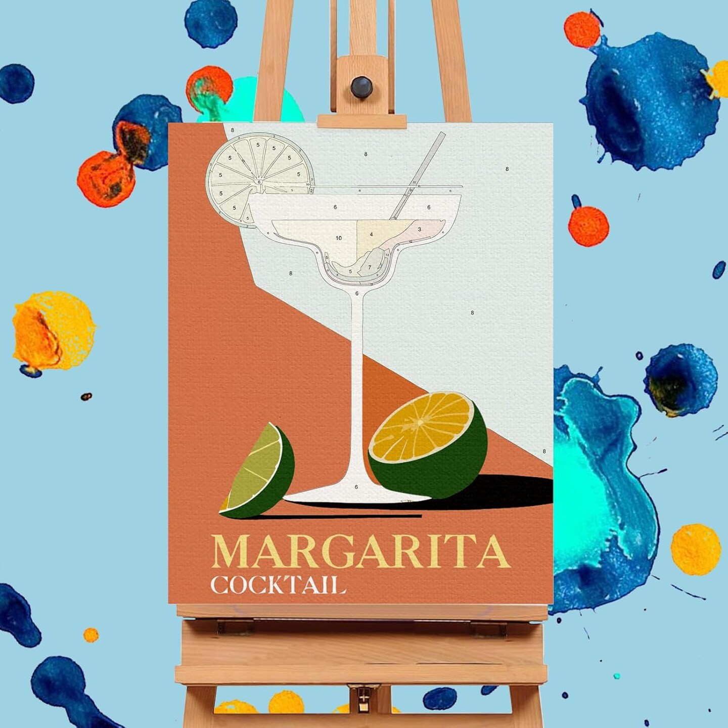 6-Pack Paint by Numbers Kit for Adults – 8"x10" Cocktail Canvas DIY Acrylic Painting Kits – Beginner-Friendly, Fun Home Decor & Gift Set (BOP6PNP01)