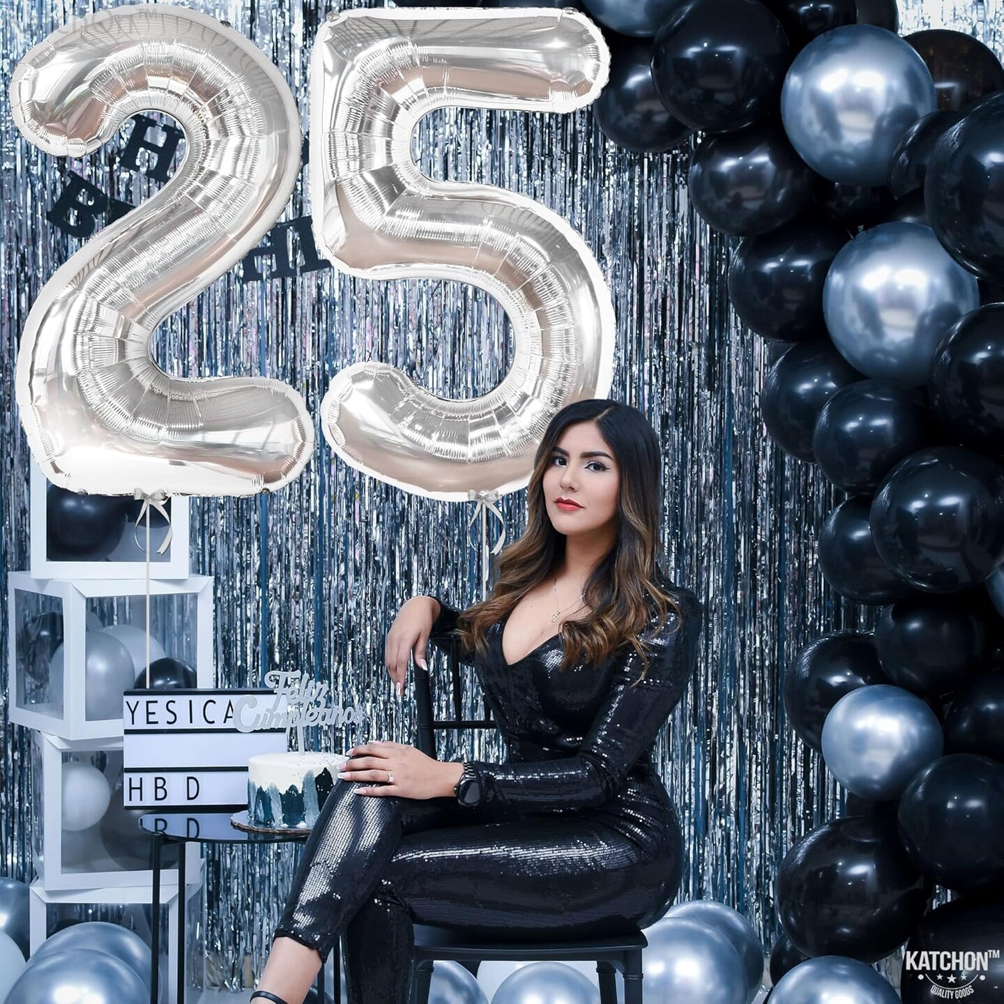 Silver 25 Balloon Numbers - 40 Inch | Silver Mylar Foil Balloon - Silver