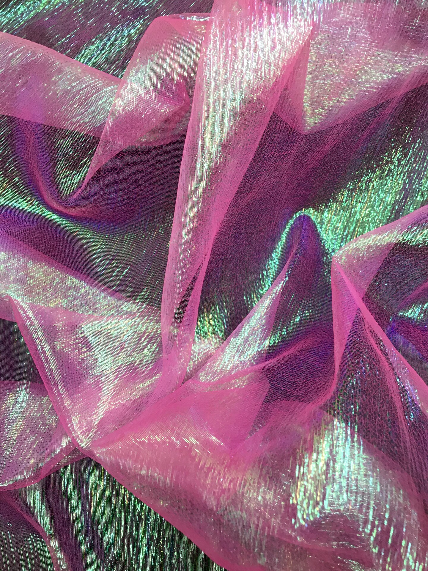 1 Yard Neon Pink Iridescent Organza Fabric Sheer Shimmer Material for Costumes, Decor & Dresses 45 Inch Wide