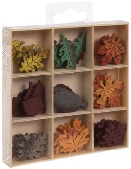 Autumn Leaves Miniature Wood Cutouts – 45 Pieces Painted Shapes for Crafts, Scrapbooking, Home Decor, and DIY Projects