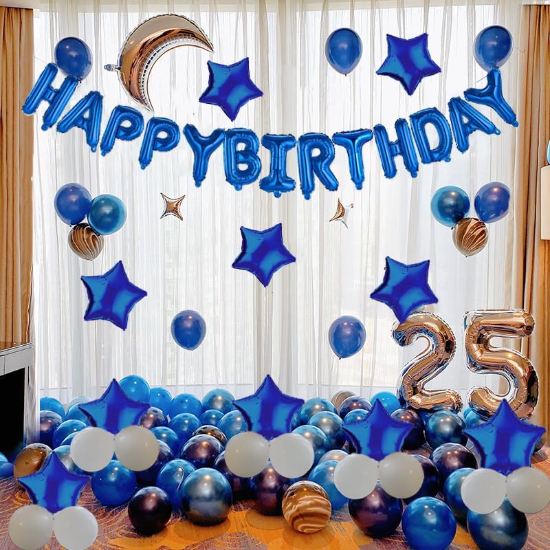 Happy Birthday Balloon Banner | 16 Inch 3D Letter Aluminum Foil Inflatable Letters | Party Decor & Event Supplies (1-blue) 8.6 x 7 x 0.2 inches