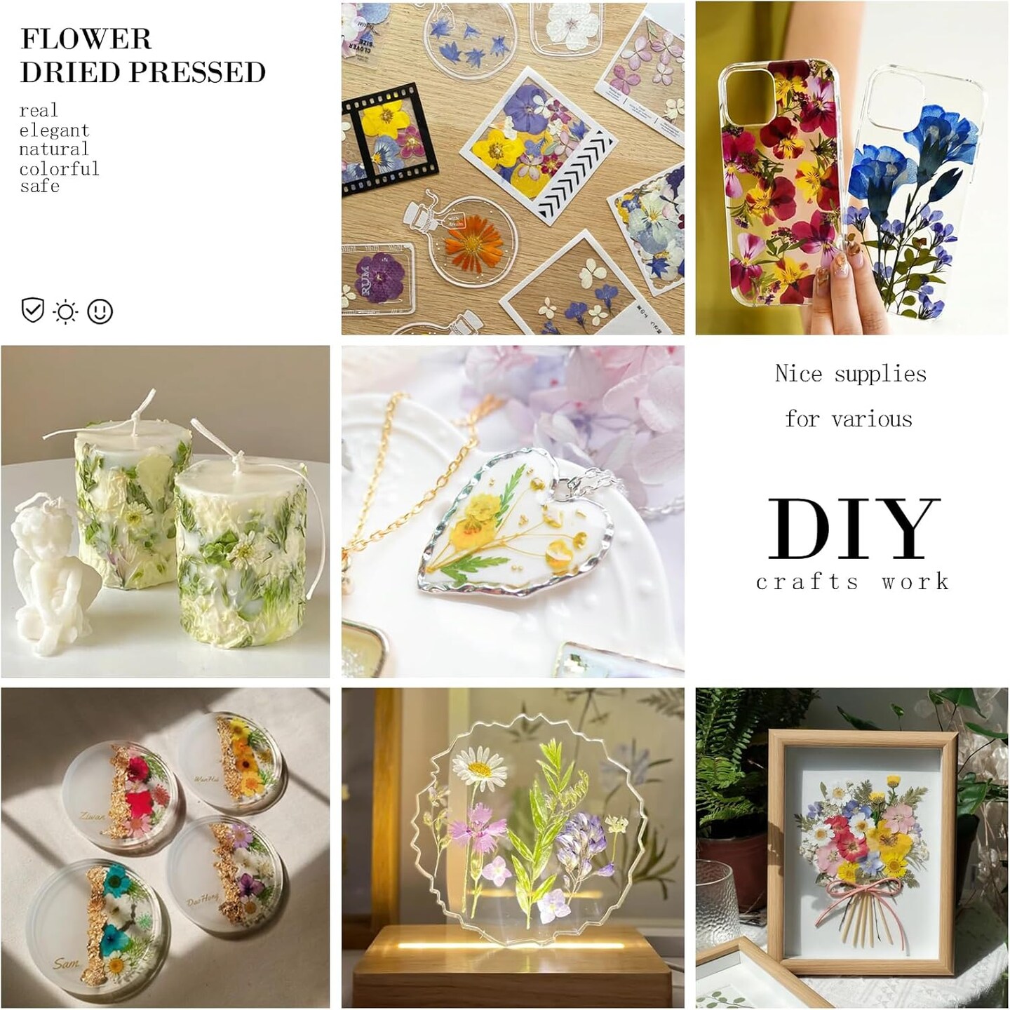 84PCS Black Dried Pressed Flowers – Natural Real Flowers for Resin Molds, DIY Art Crafts, Epoxy Jewelry, Candles, Soap Making, Nails, Phone Cases, Scrapbooking (Black)