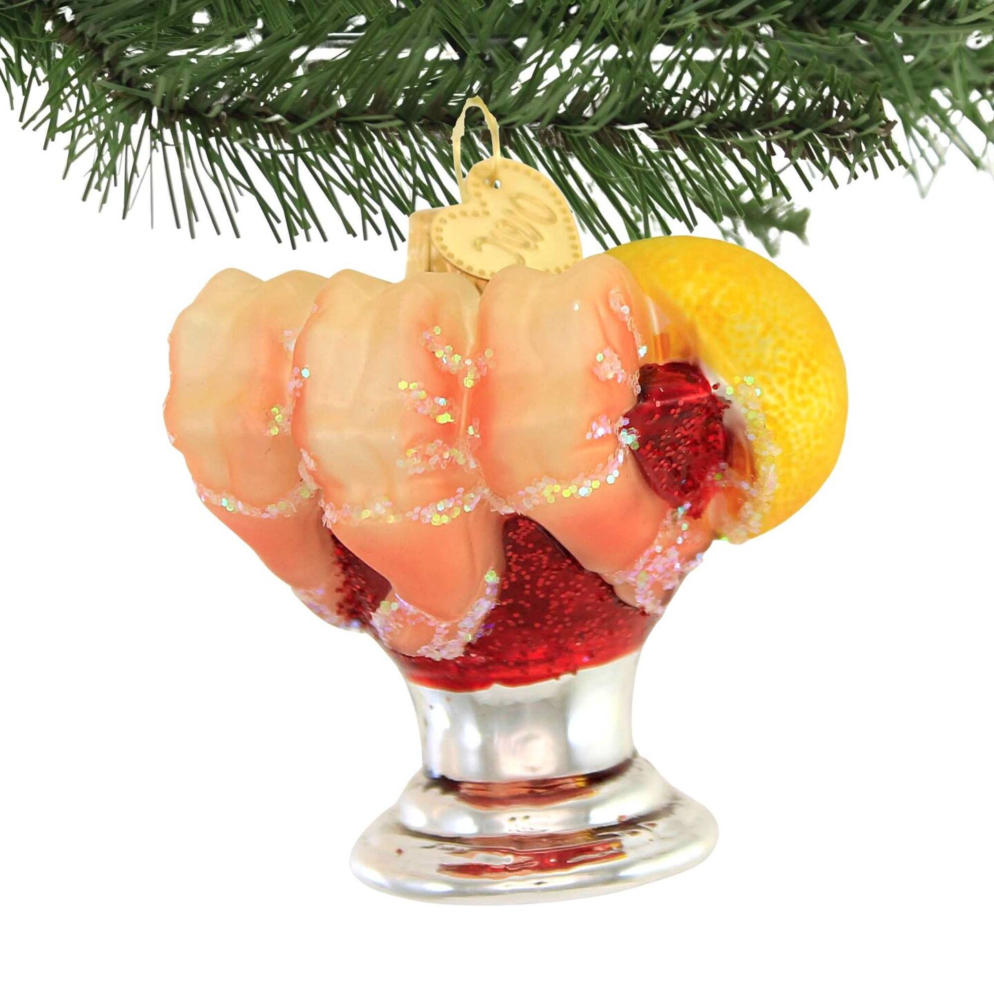 Old World Christmas 2.0 Inch Shrimp Cocktail Christmas Tree Ornament , Appetizer Fruit Of The Sea