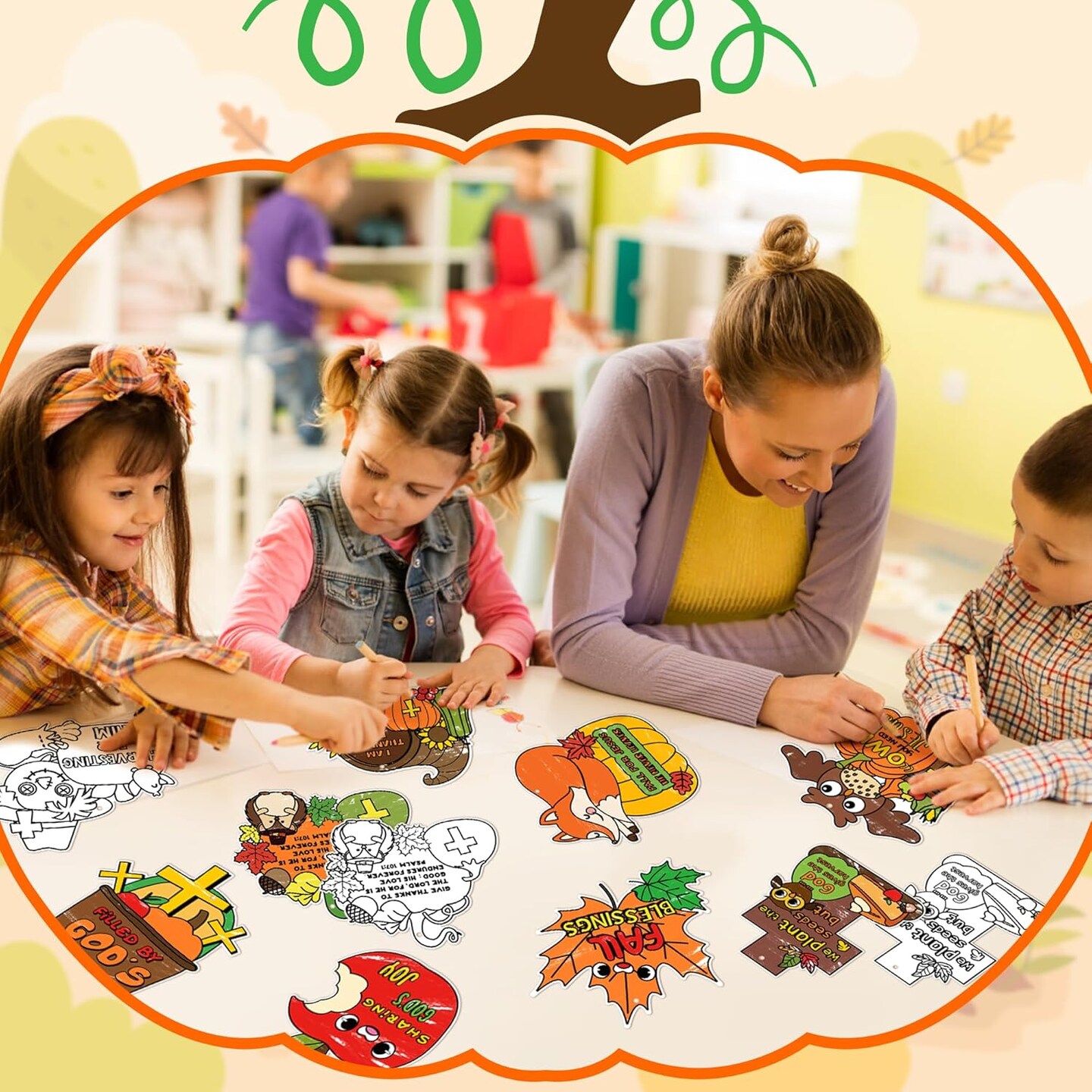80Pcs Autumn Color Your Own Fall Kit for Kids