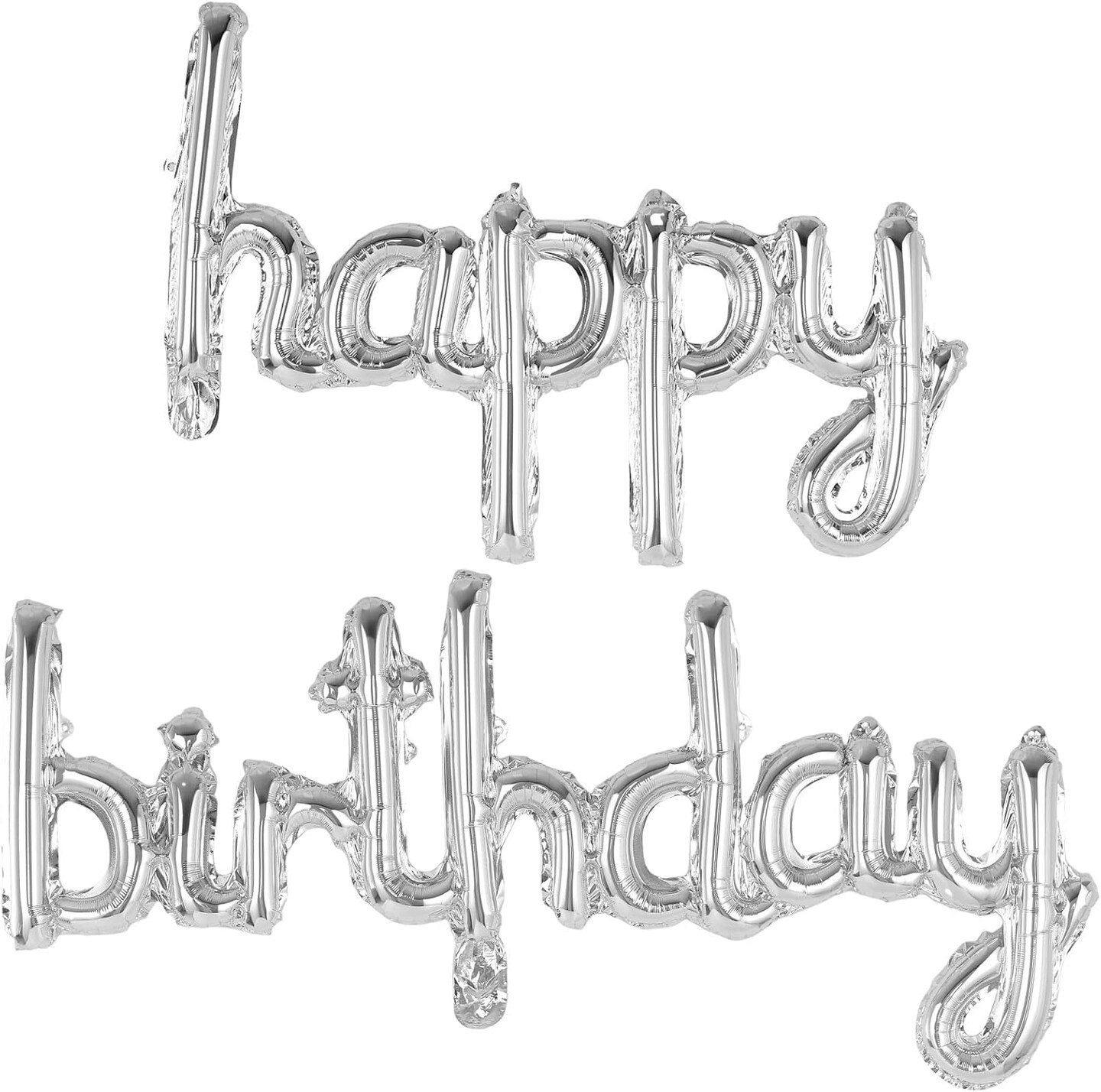 Happy Birthday Balloons Banner – Foil Letters, Personalized Name Sign for Birthday Party Decorations (Silver, Small)