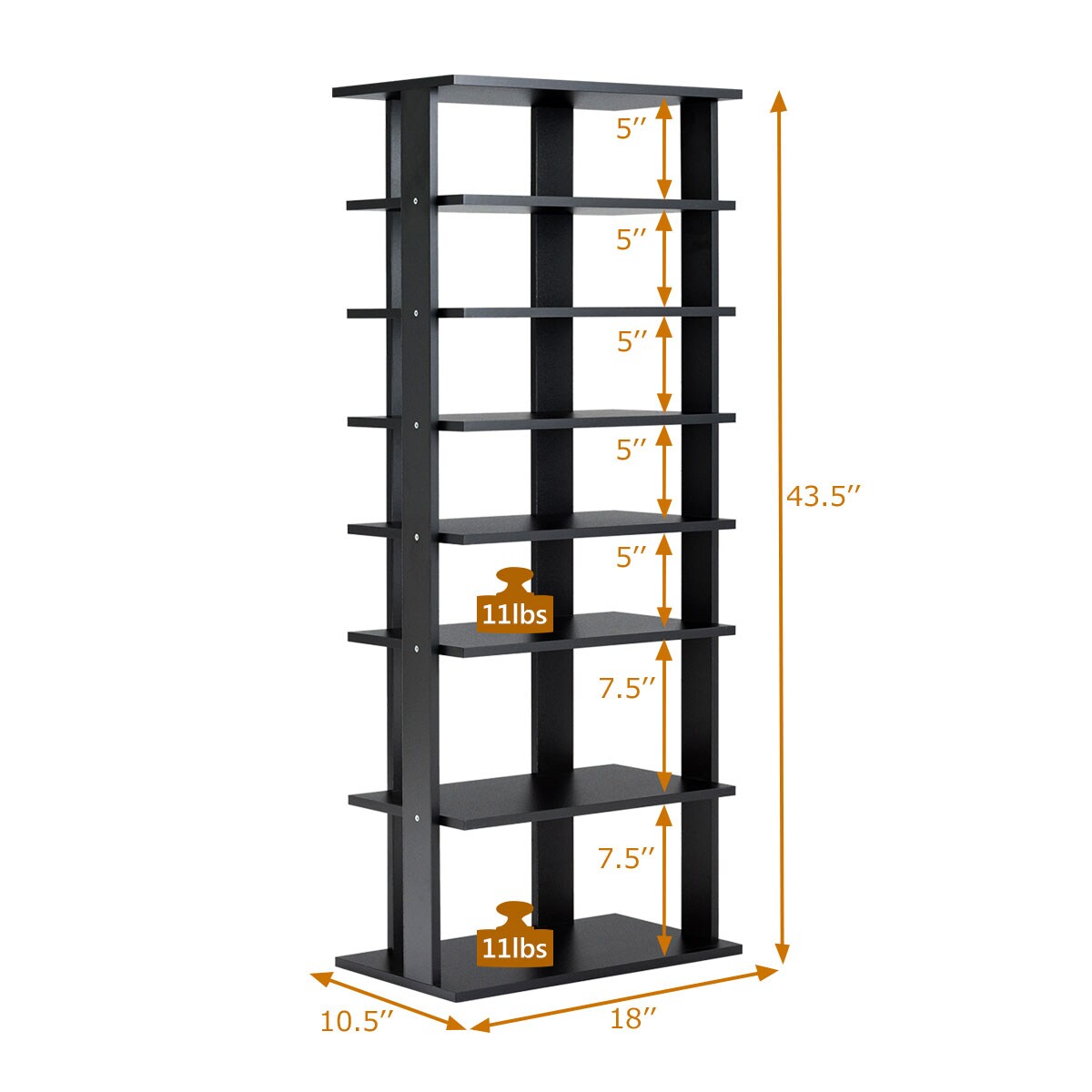 Costway Patented 7-Tier Dual Shoe Rack Practical Free Standing Shelves Storage Shelves Concise