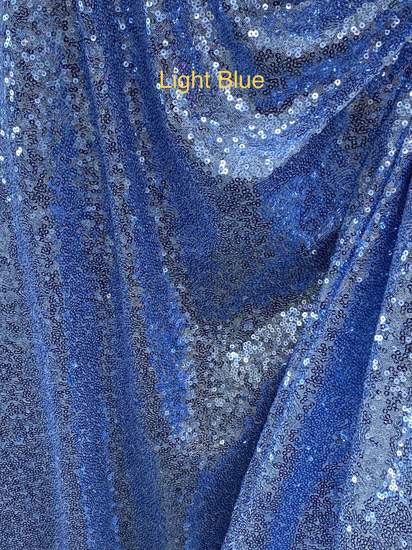 1 Yard Light Blue Periwinkle Glitz Sequin Fabric Polyester Sparkle Textile 52/54 Inch Wide