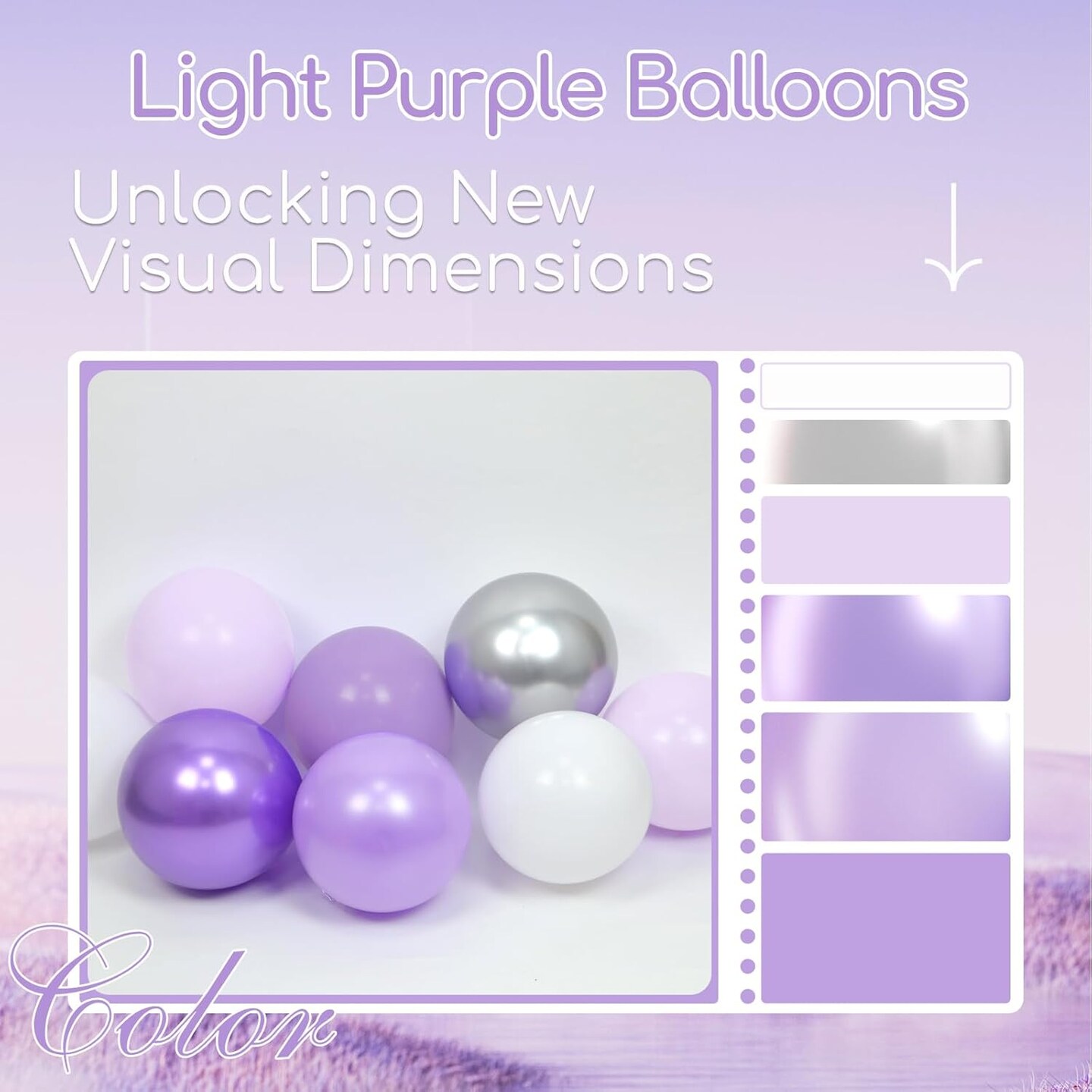 60pcs Purple and Silver Balloons 12inch with Pearl Purple White-Pastel Purple Sliver