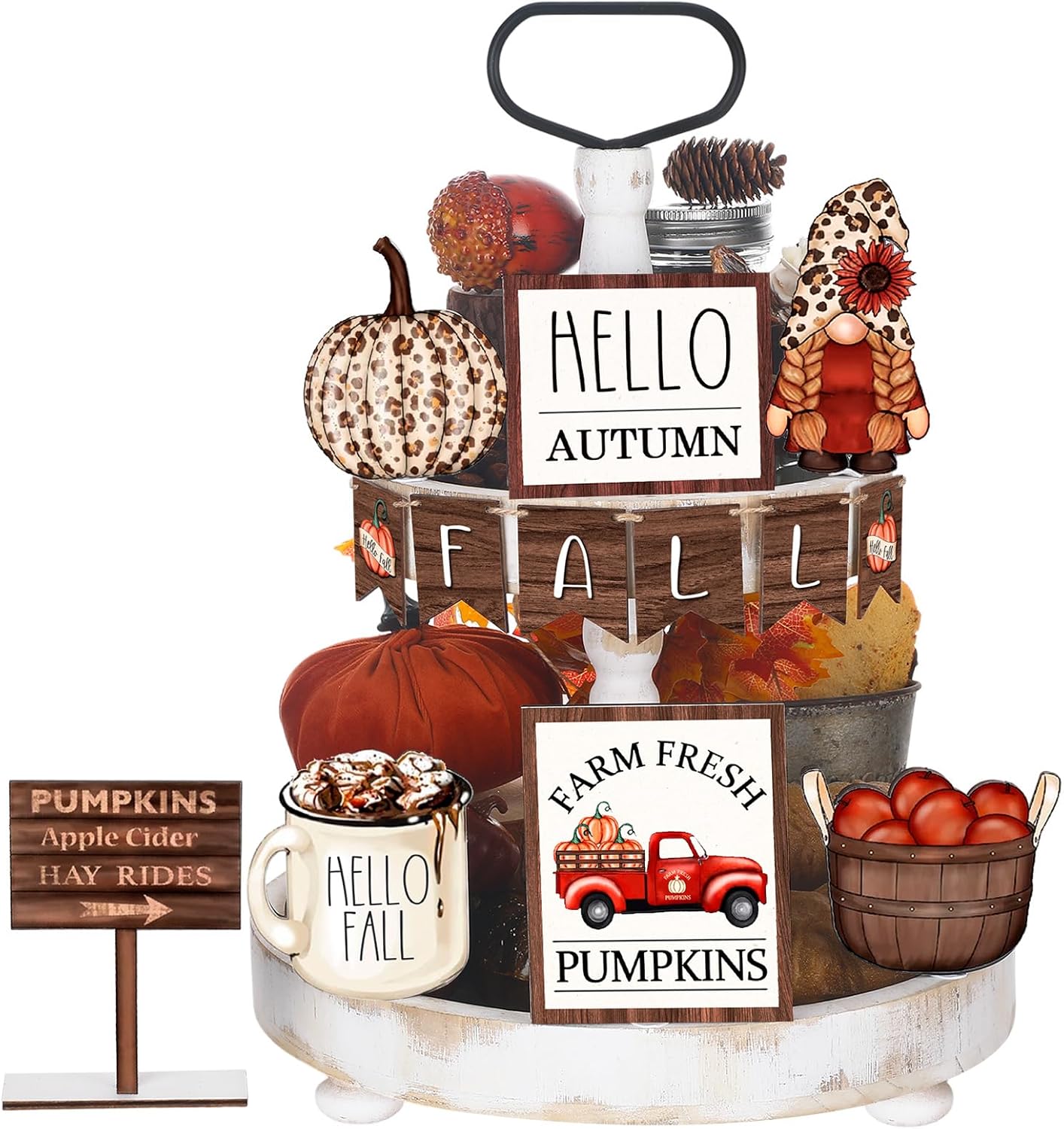13 Pcs Fall Tiered Tray Decor Set Thanksgiving