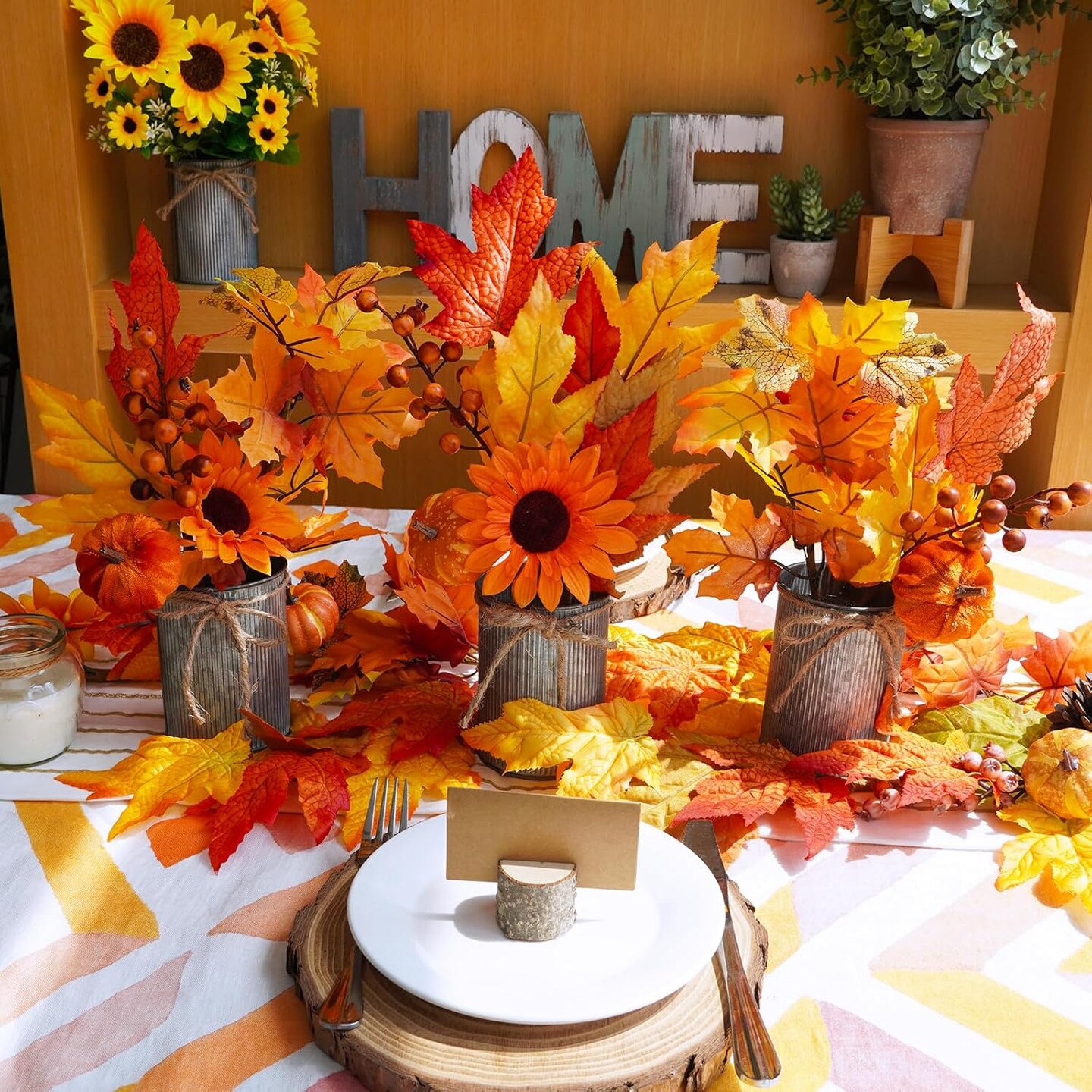 3 Pack Fall Faux Maple Leaf Picks for Table Decor