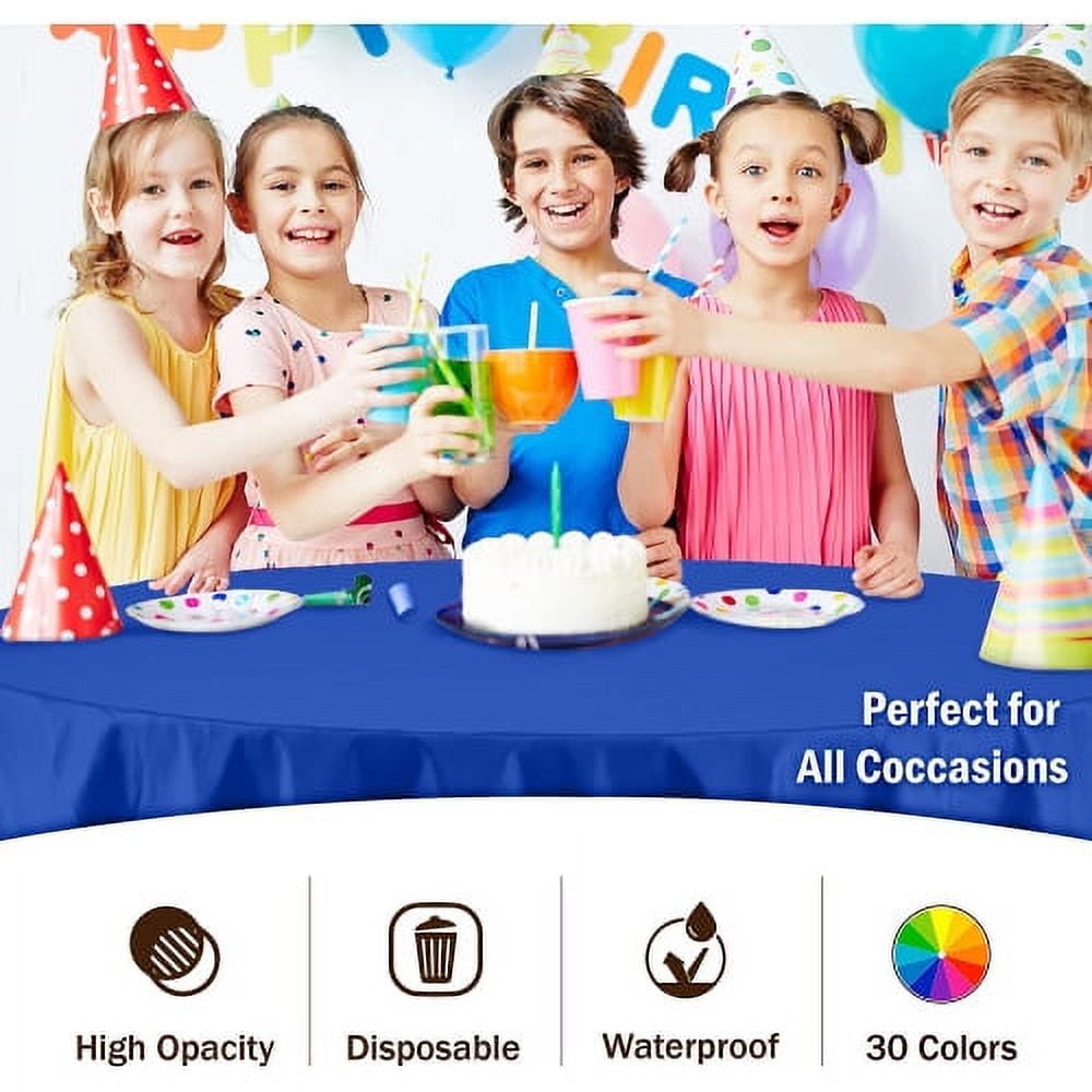 Exquisite Disposable Round Plastic Tablecloths – 6 Pack 84" Disposable Table Cloths – Indoor/Outdoor Party Tablecloth – Round Plastic Table Cover for Events & Party Supplies