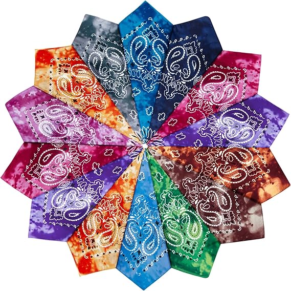 14 pieces Bandanas Paisley Print Novelty Headband Cowboy Headwraps Scarfs Hair Head Bandana for Women Men Boy Girl