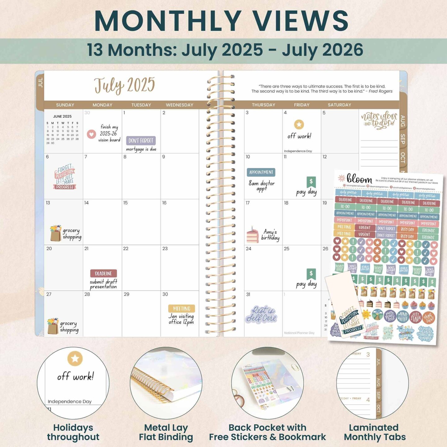 bloom daily planners 2025-26 Academic Planner, Soft Cover, 5.5&#x22; x 8.25&#x22;, Iridescent Opal