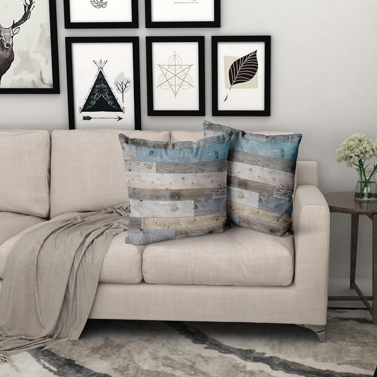 Wood Grain Throw Pillow Covers, Vintage Barnwood Cushion Covers, Rustic Wooden Country Style Square Pillowcases for Sofa Couch Bedding Farmhouse Deco