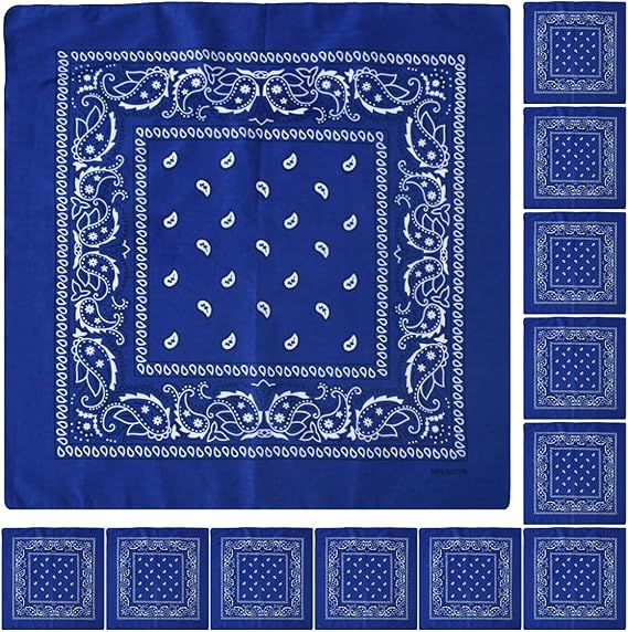 12 Pack Bandanas Multipurpose Cotton Novelty Paisley Bandana Headband for Cowboy Men Women 22 x 22